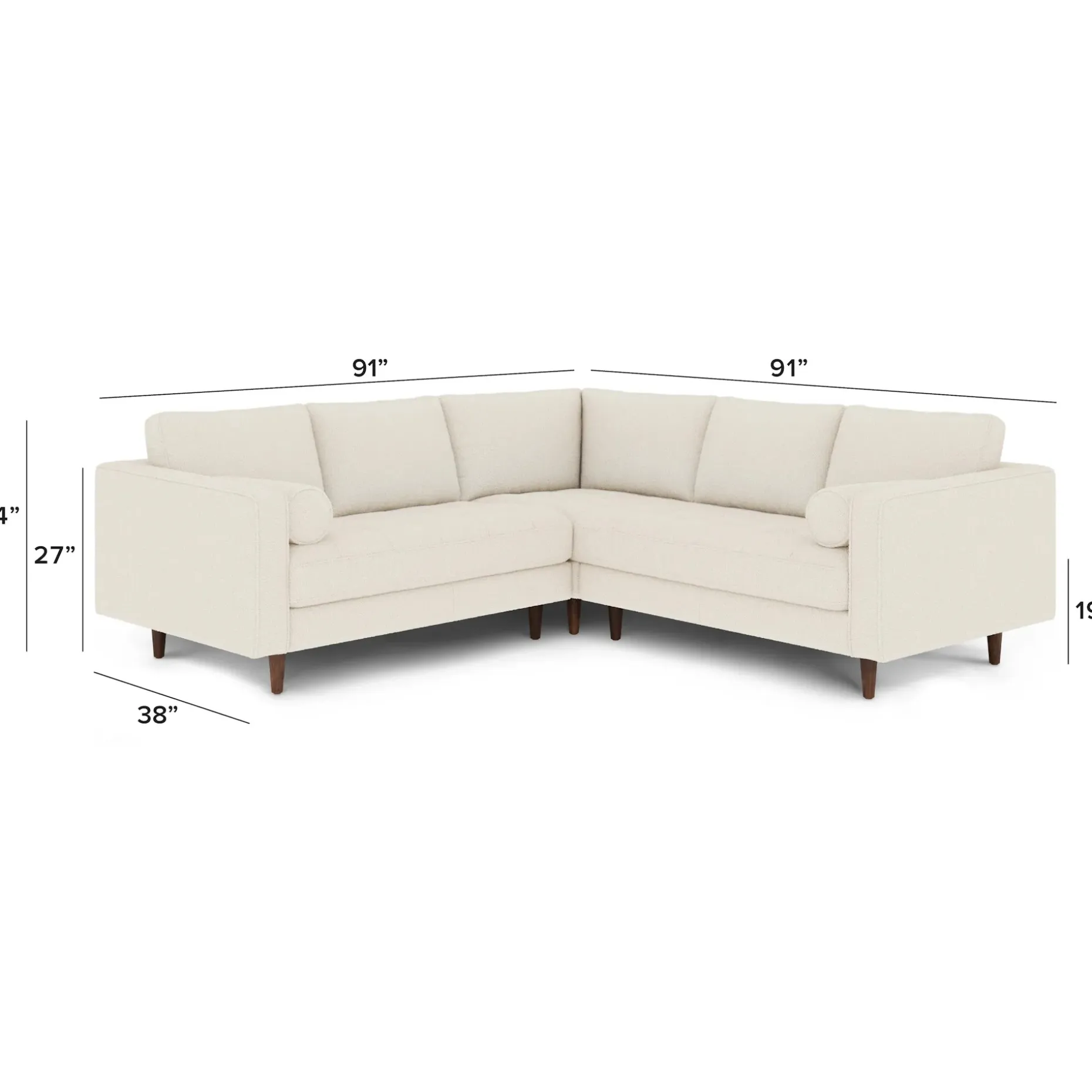 Sven 91" Tufted Corner Sectional - Ivory Wool Bouclé