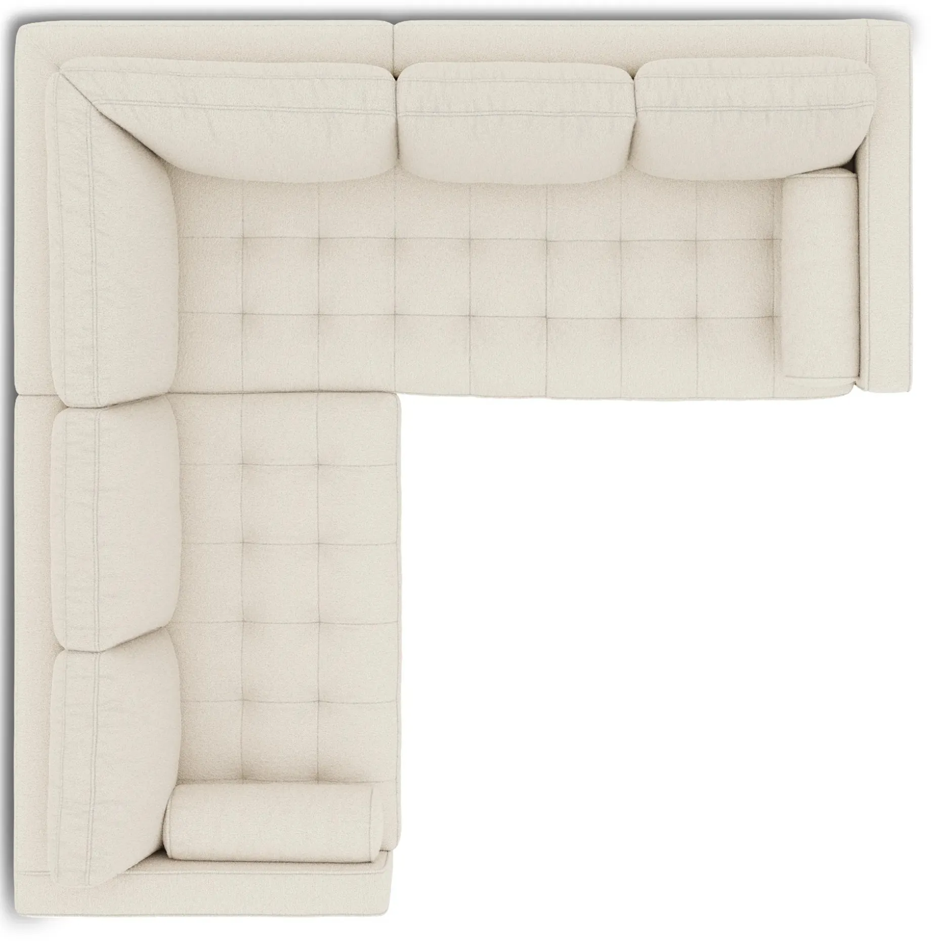 Sven 91" Tufted Corner Sectional - Ivory Wool Bouclé