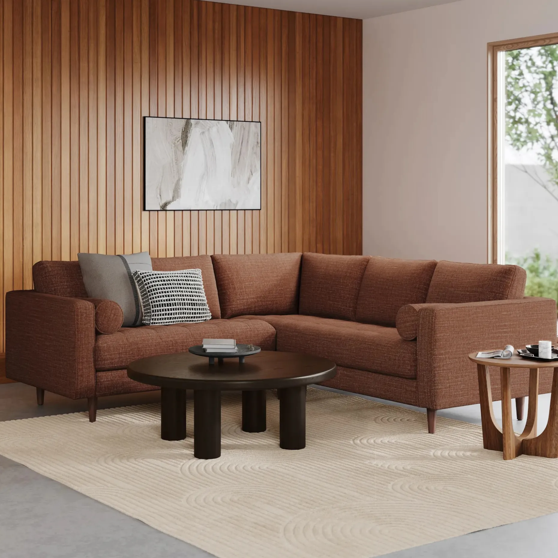 Sven 91" Tufted Corner Sectional - Napa Rust