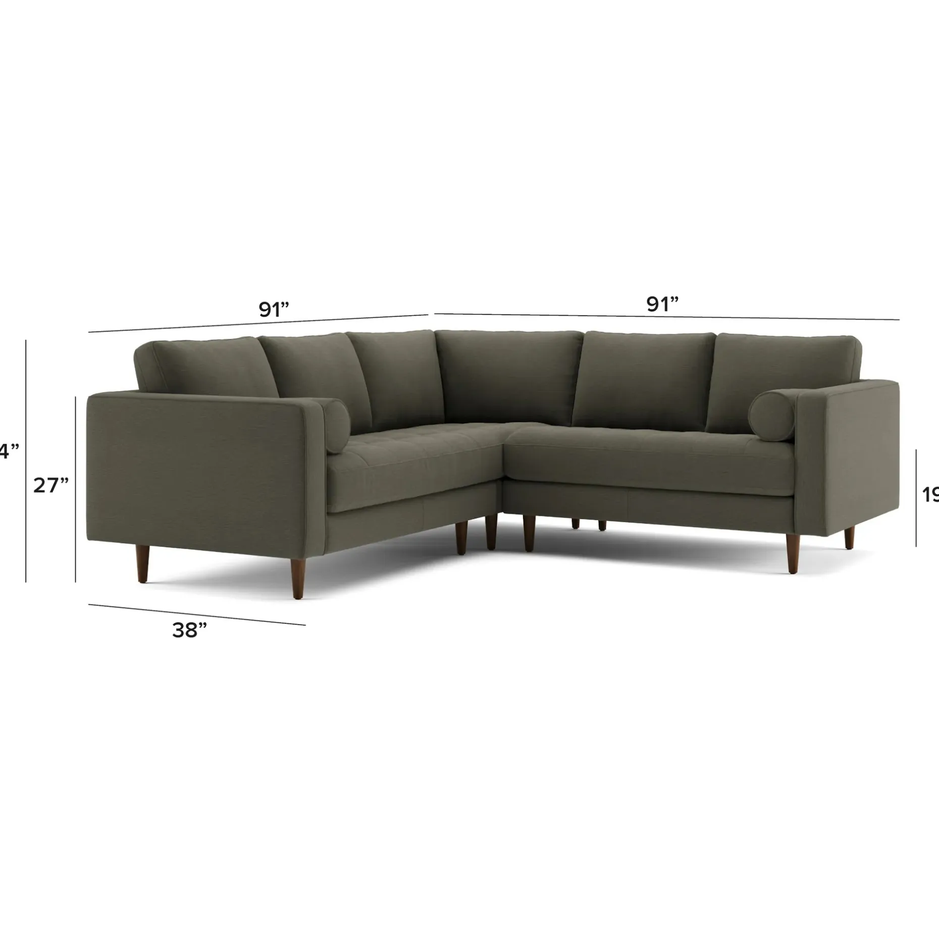 Sven 91" Tufted Corner Sectional - Silver Moss