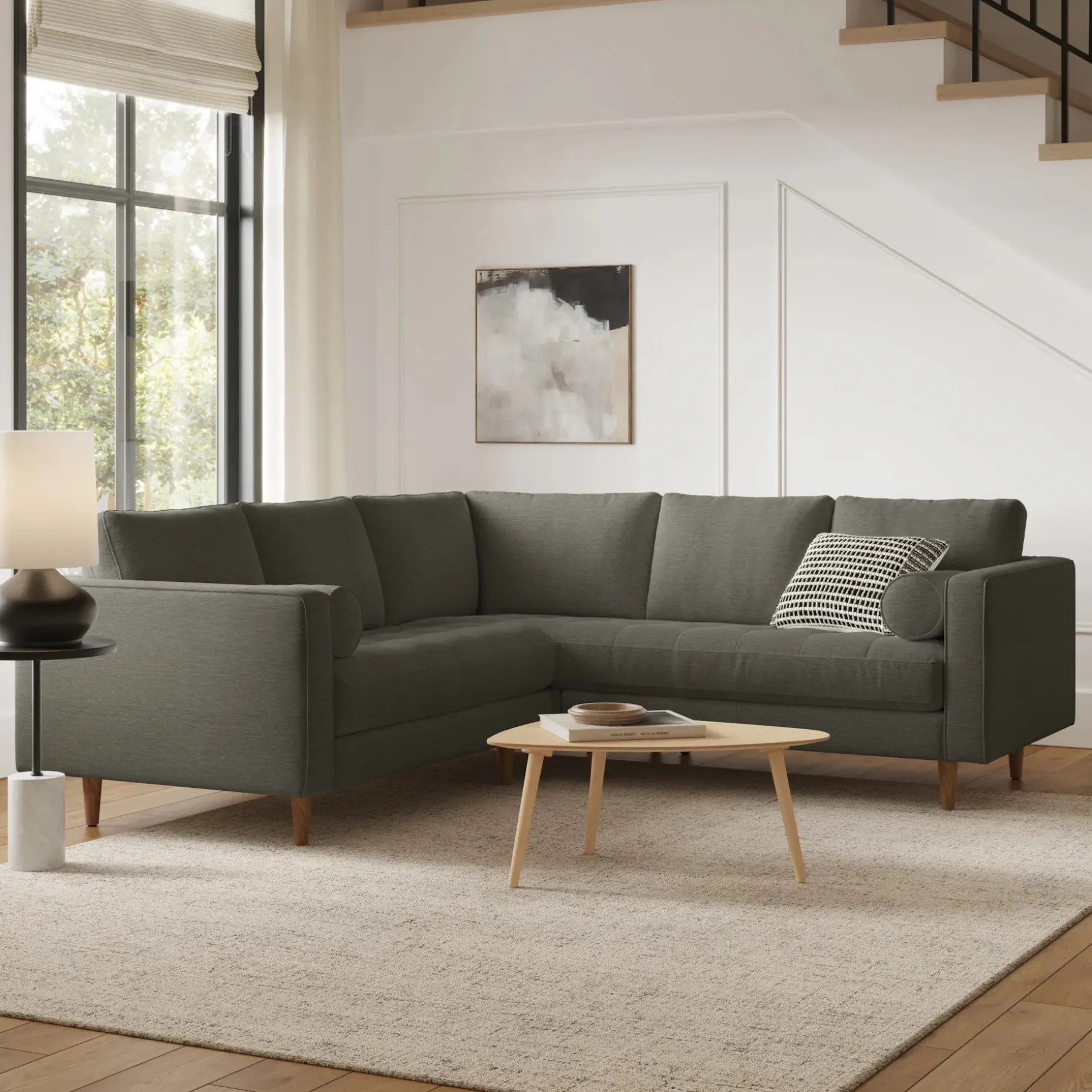 Sven 91" Tufted Corner Sectional - Silver Moss