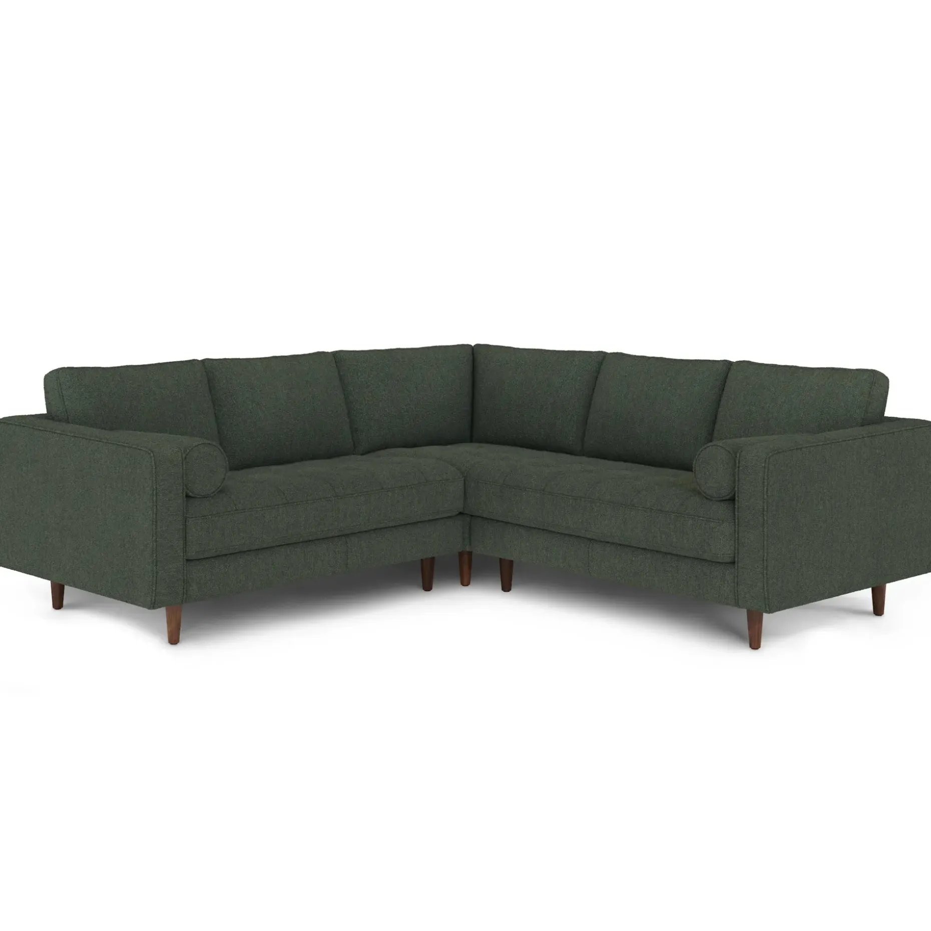 Sven 91" Tufted Corner Sectional - Green Wool Bouclé