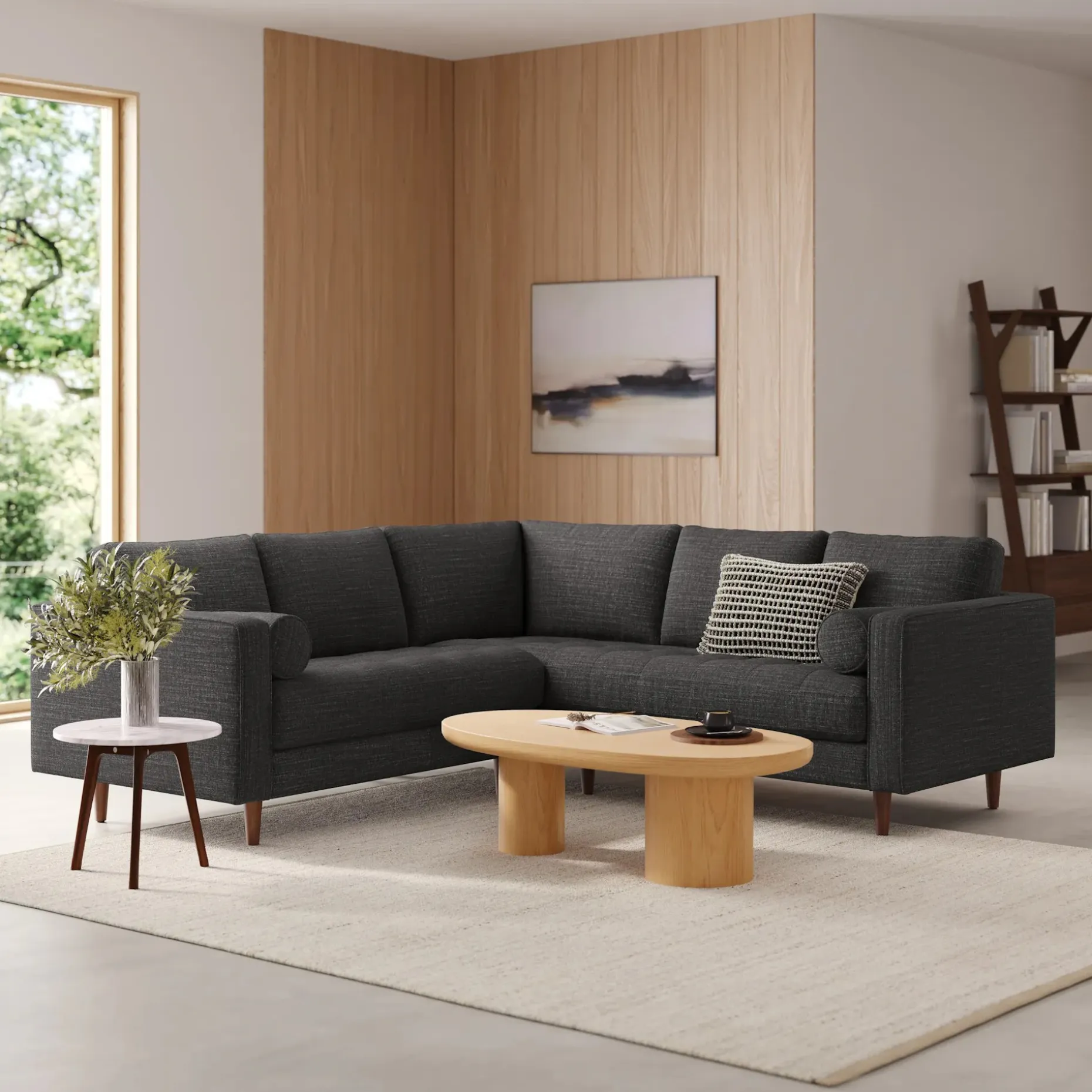 Sven 91" Tufted Corner Sectional - Napa Charcoal