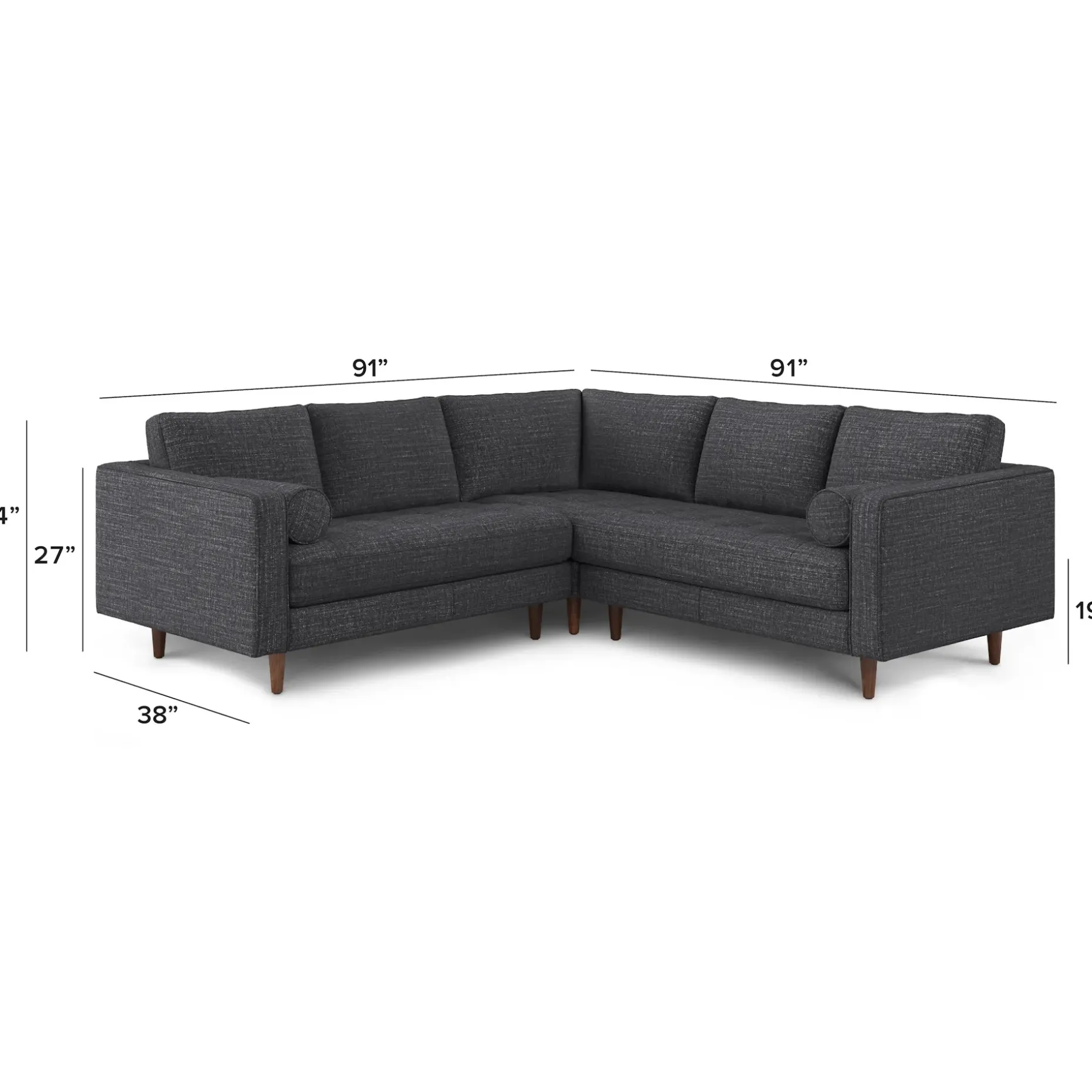 Sven 91" Tufted Corner Sectional - Napa Charcoal