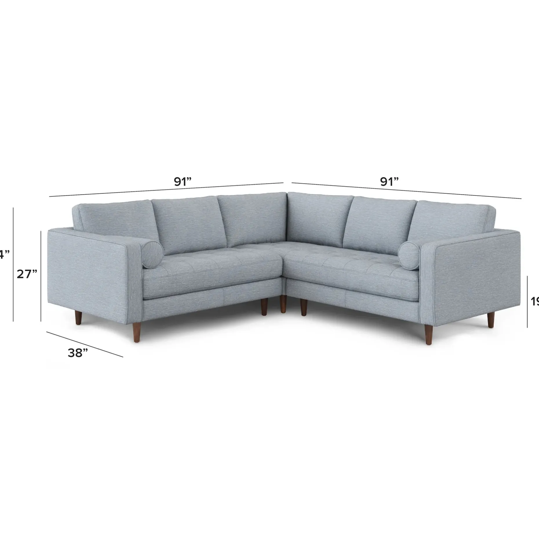 Sven 91" Tufted Corner Sectional - Silver Light Blue