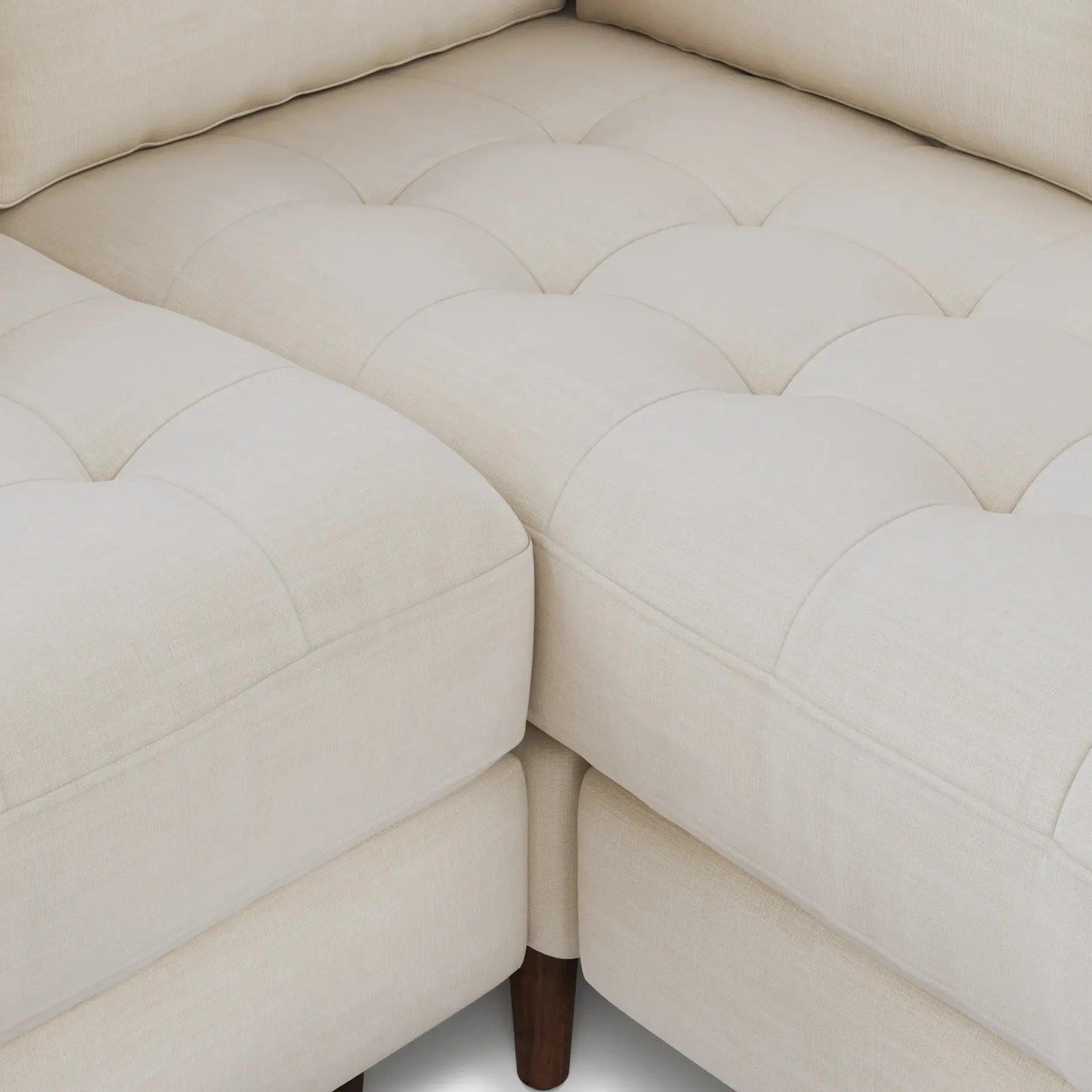 Sven 91" Tufted Corner Sectional - Biscuit Cream