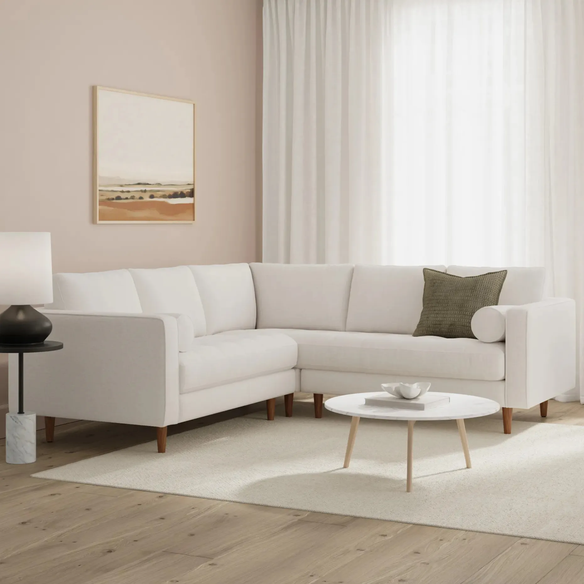 Sven 91" Tufted Corner Sectional - Napa White