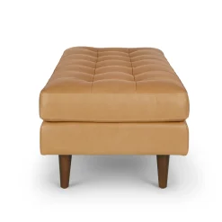 Sven 56" Tufted Leather Bench - Charme Tan