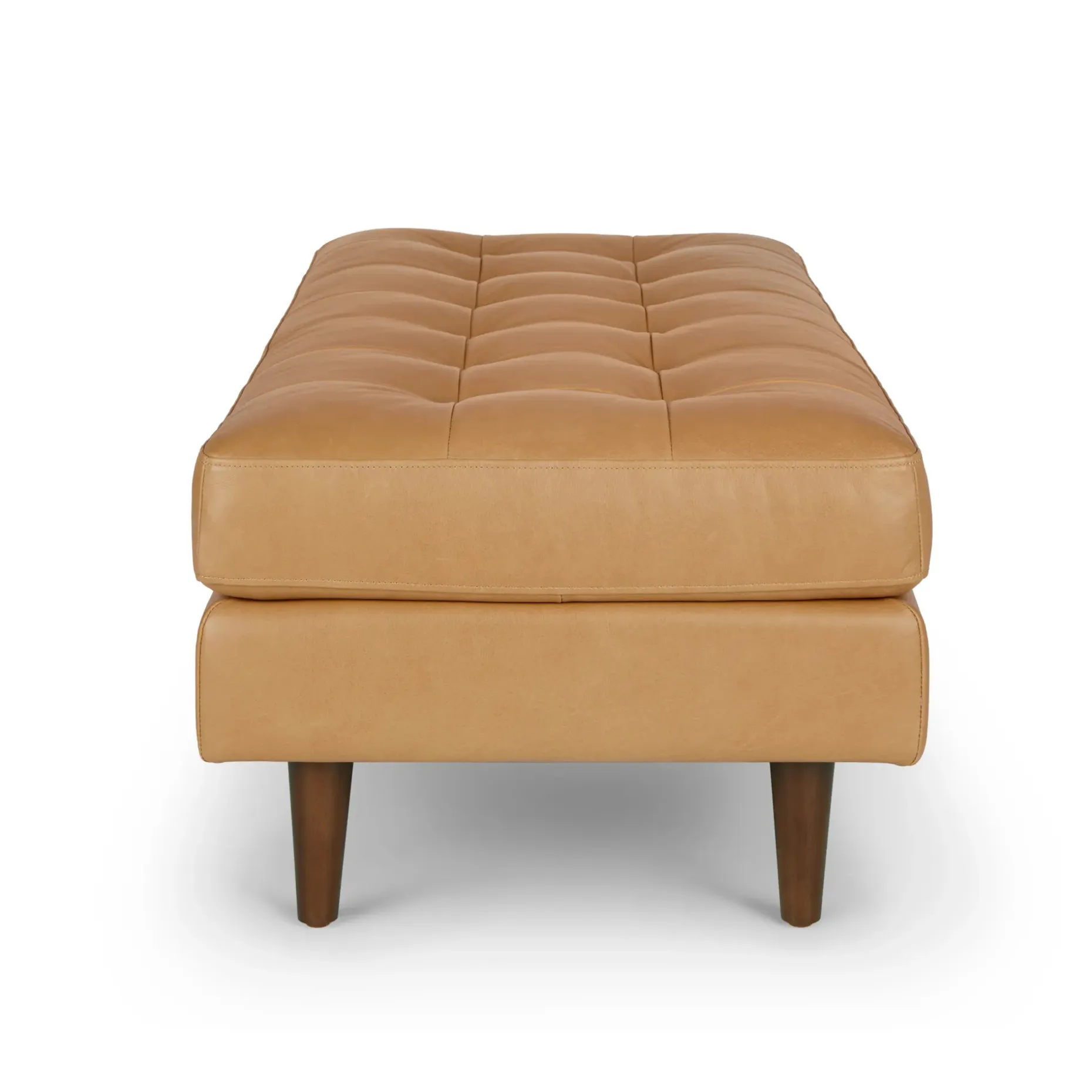 Sven 56" Tufted Leather Bench - Charme Tan