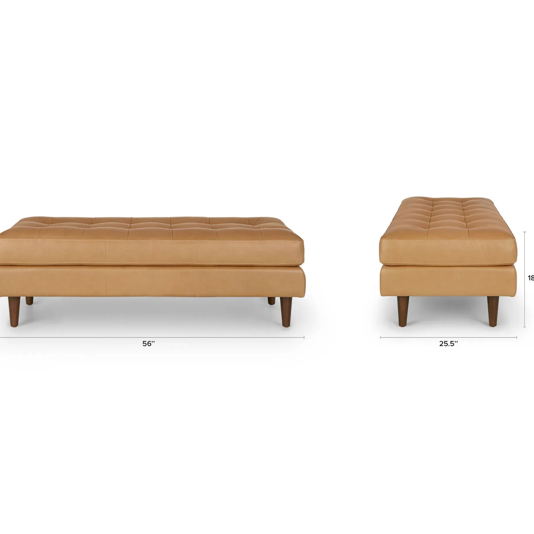 Sven 56" Tufted Leather Bench - Charme Tan