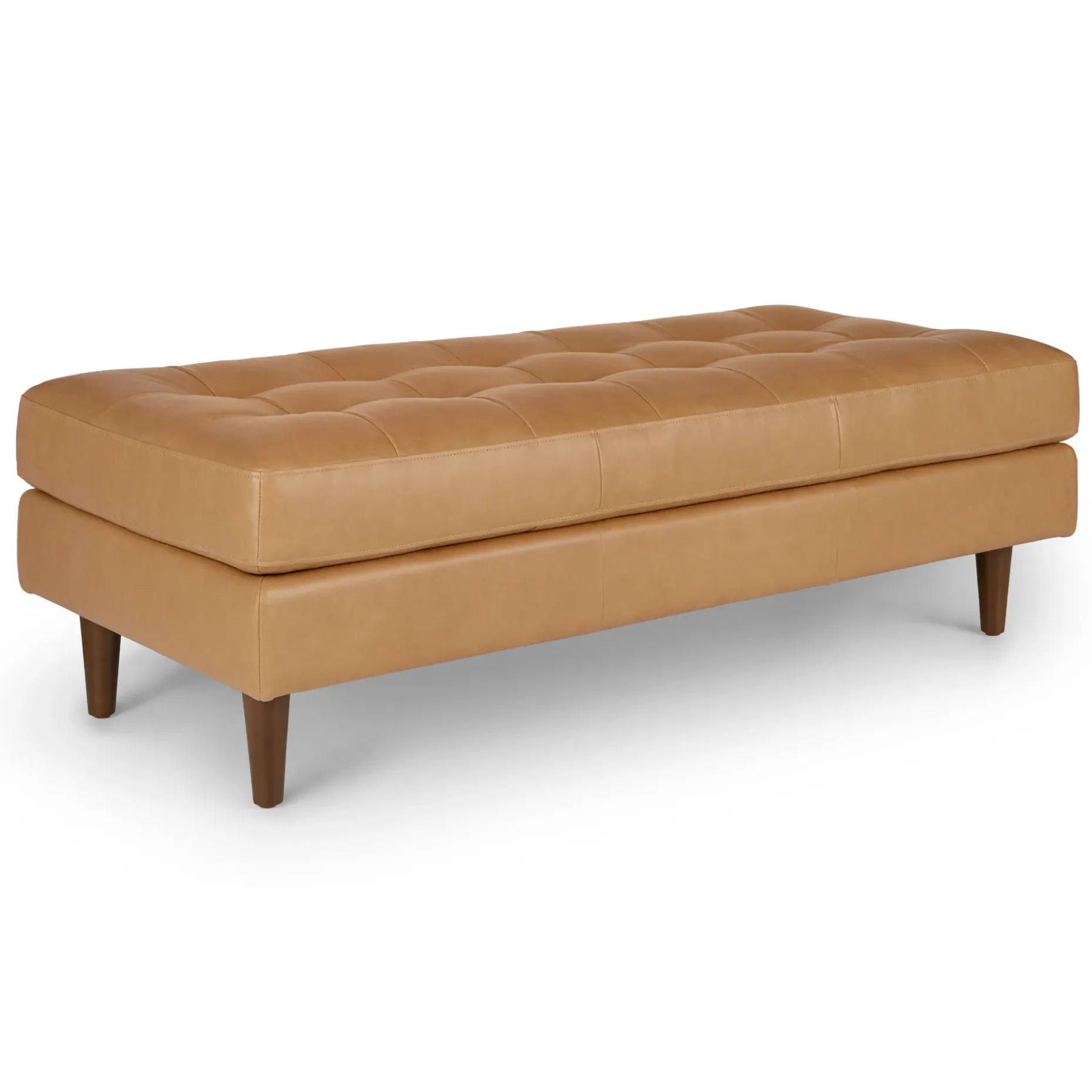 Sven 56" Tufted Leather Bench - Charme Tan
