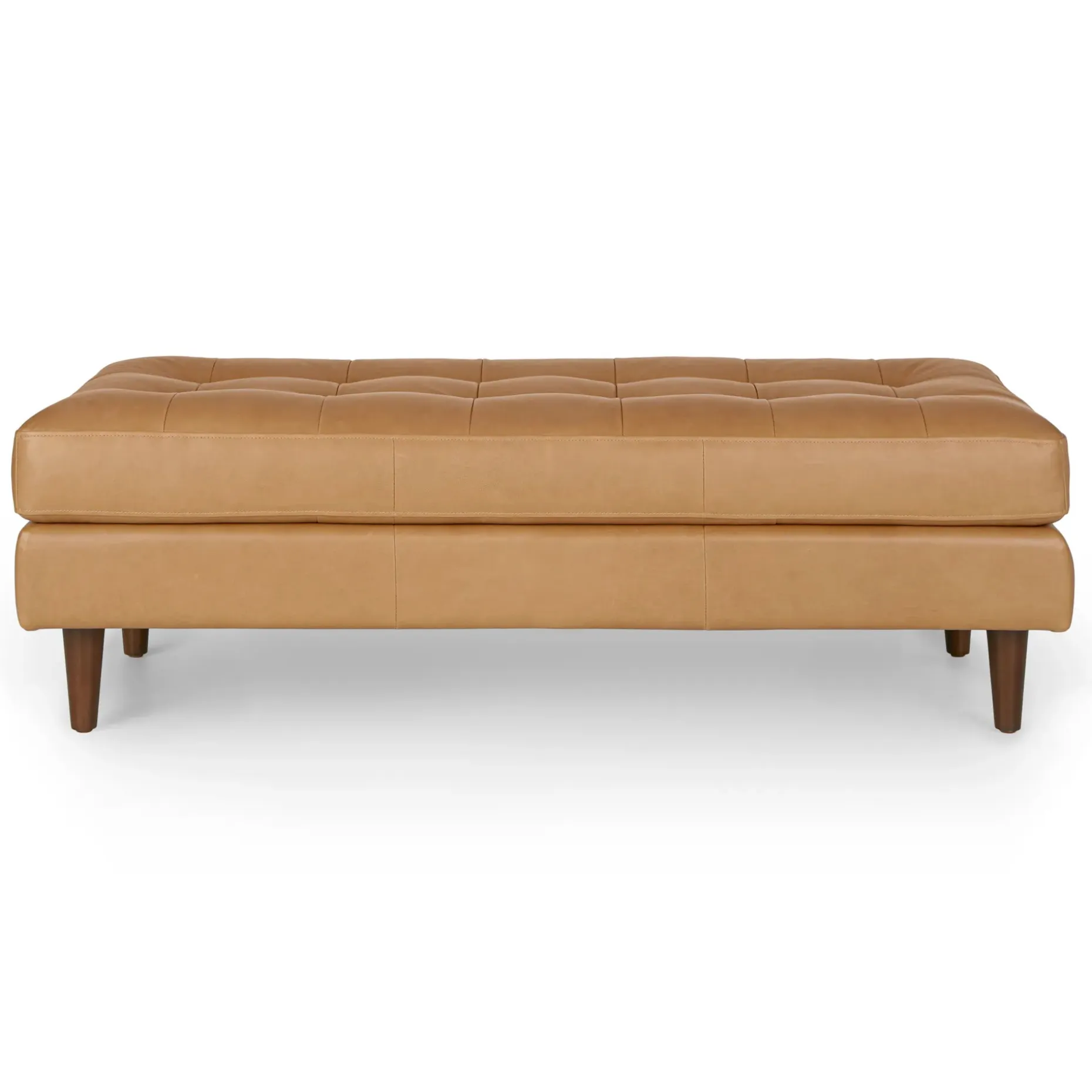 Sven 56" Tufted Leather Bench - Charme Tan