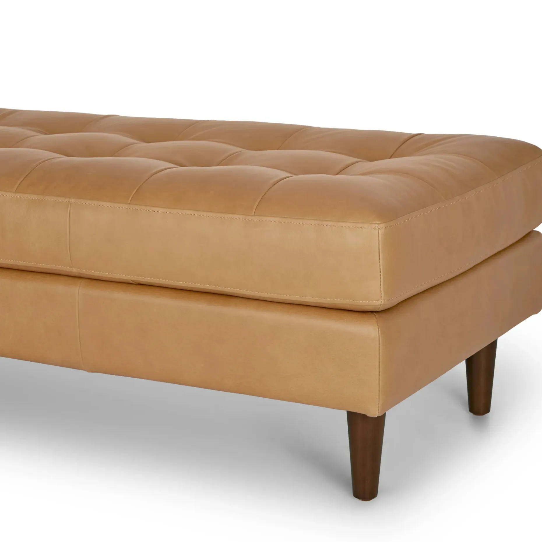 Sven 56" Tufted Leather Bench - Charme Tan