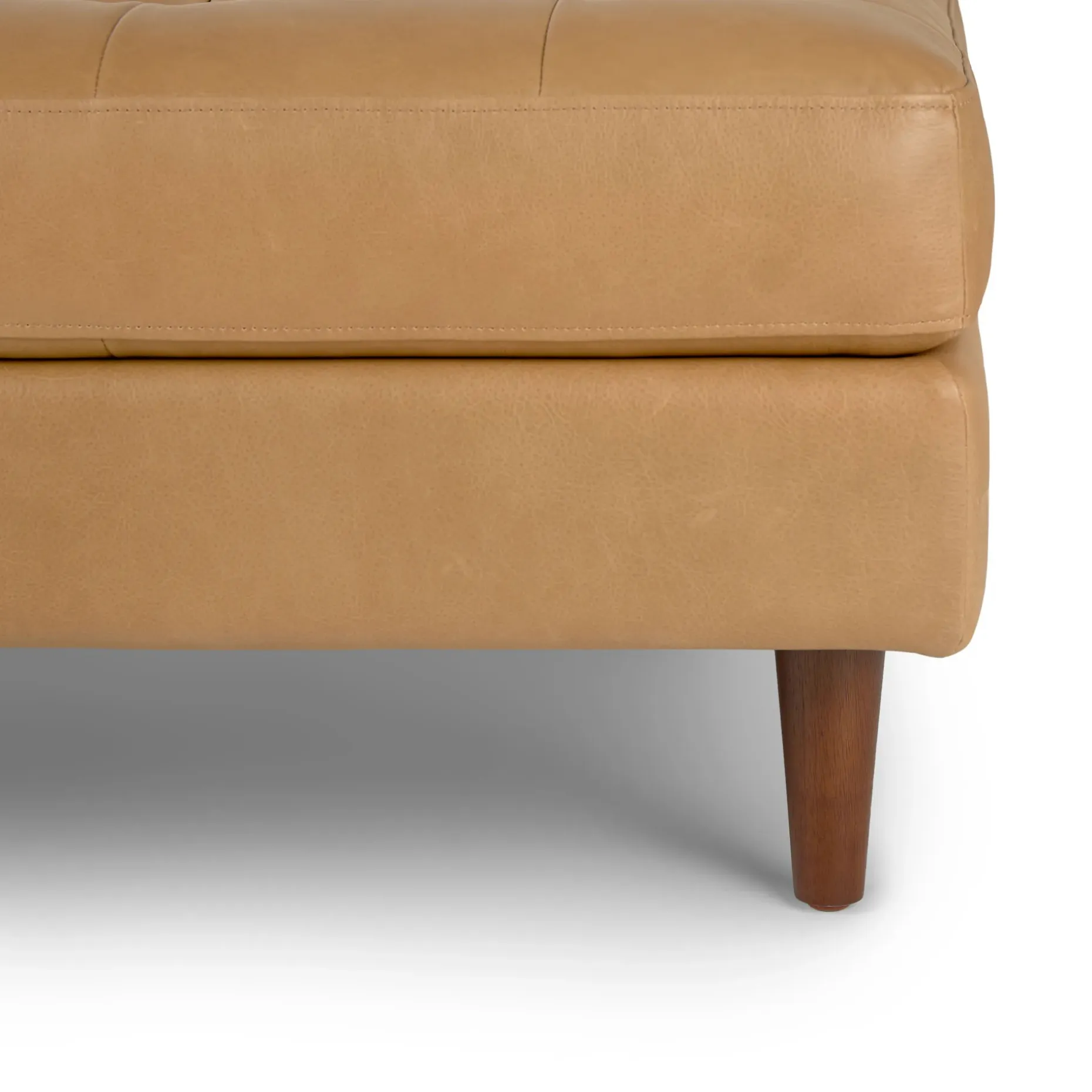 Sven 56" Tufted Leather Bench - Charme Tan