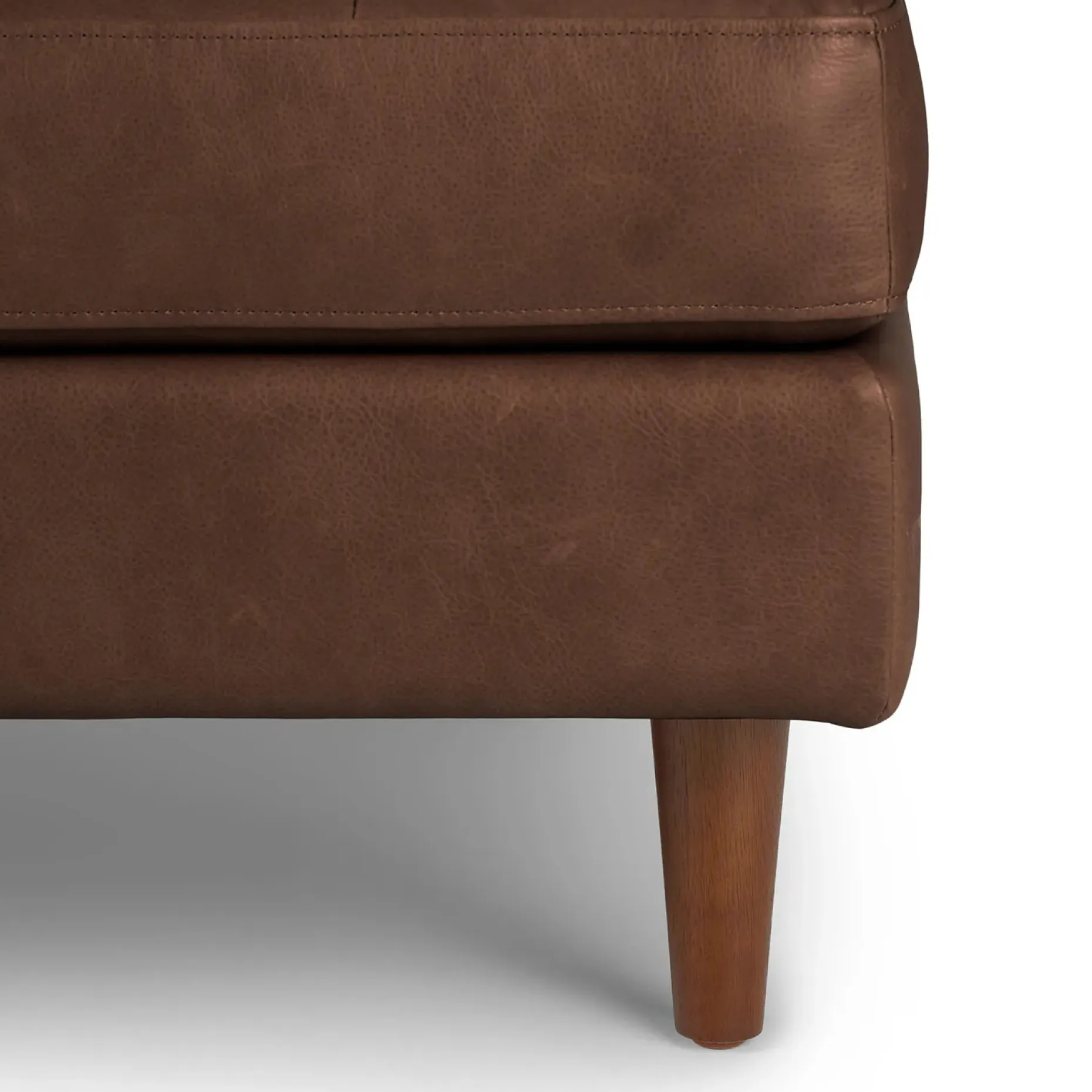 Sven 56" Tufted Leather Bench - Charme Chocolat