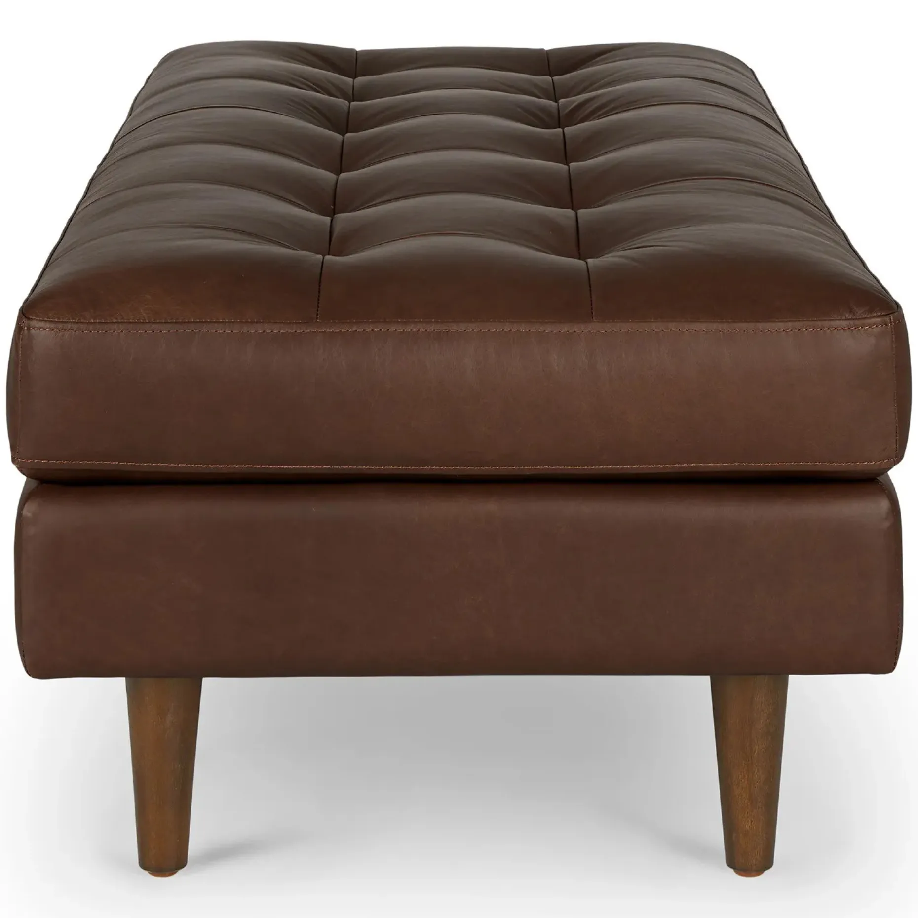 Sven 56" Tufted Leather Bench - Charme Chocolat