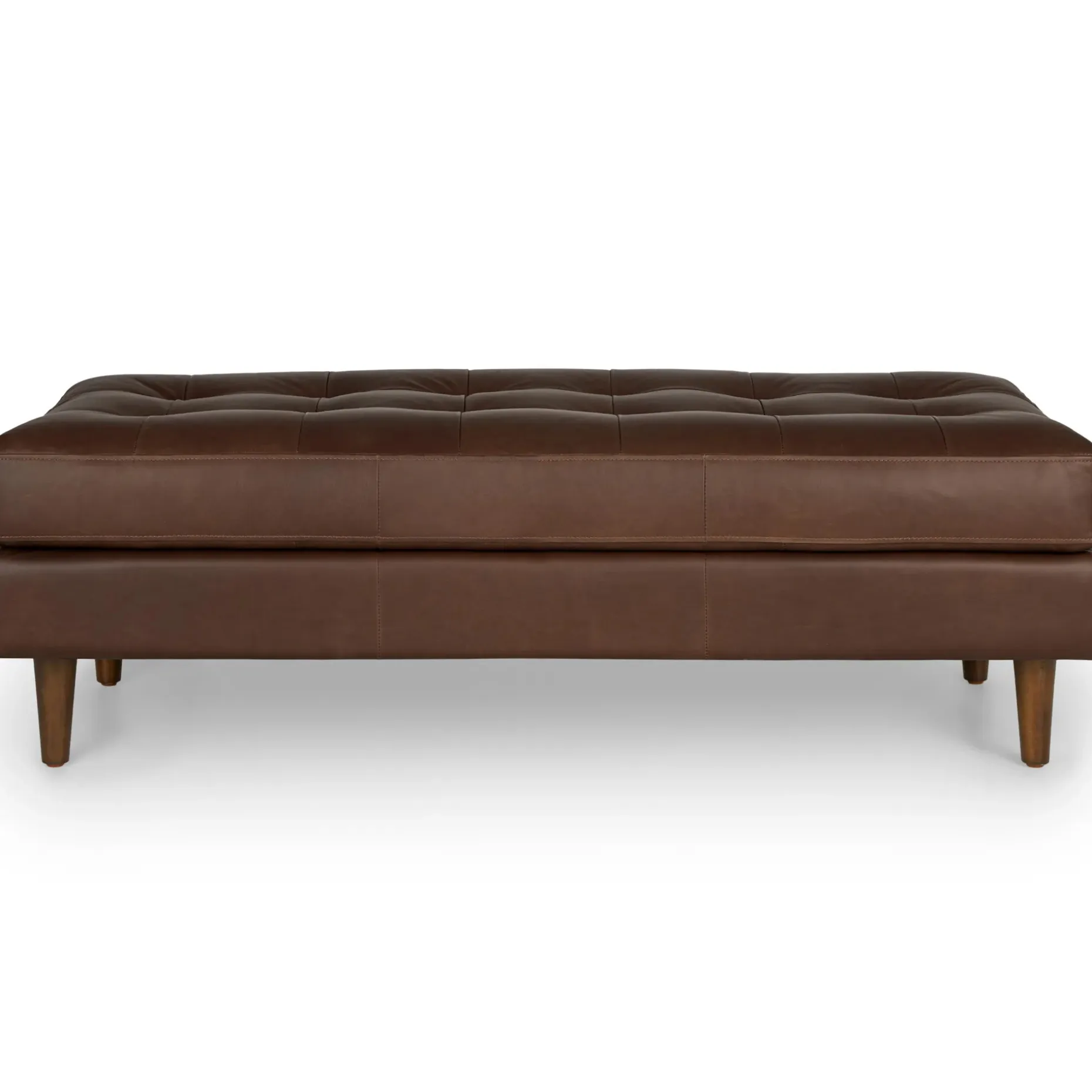 Sven 56" Tufted Leather Bench - Charme Chocolat