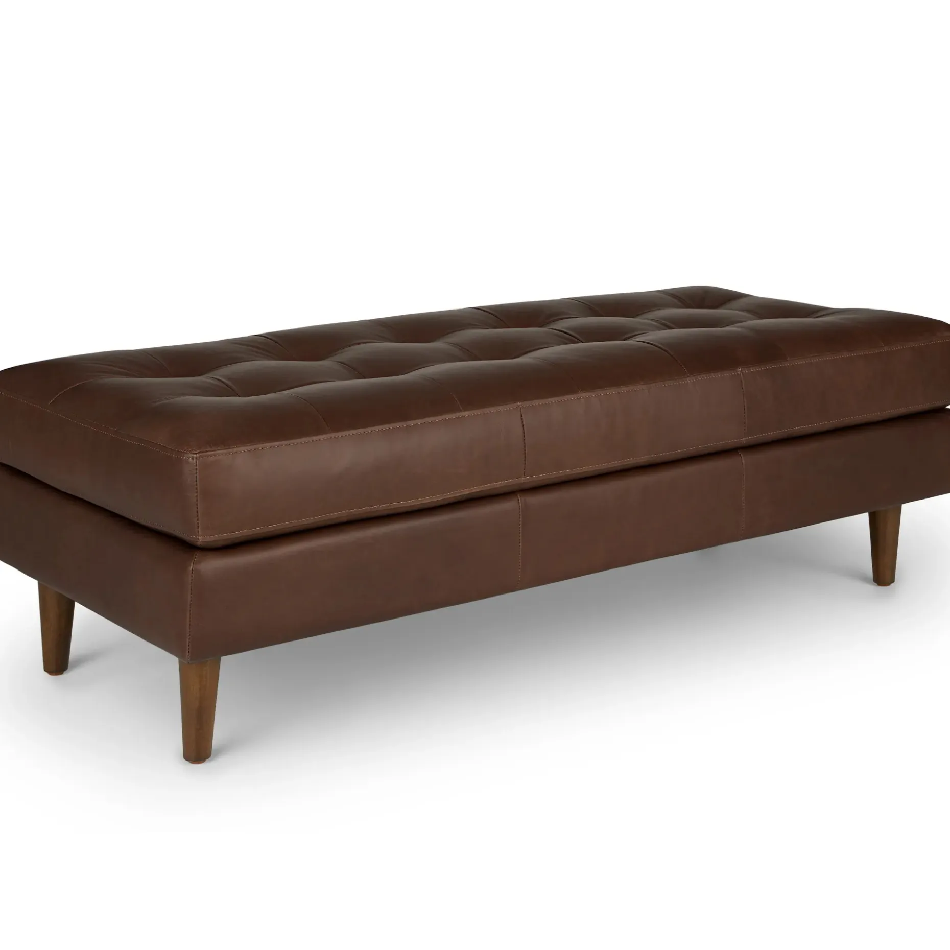 Sven 56" Tufted Leather Bench - Charme Chocolat