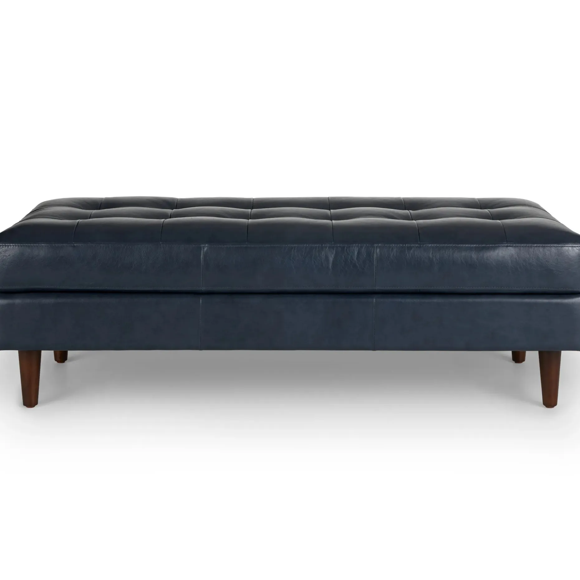 Sven 56" Tufted Leather Bench - Oxford Blue