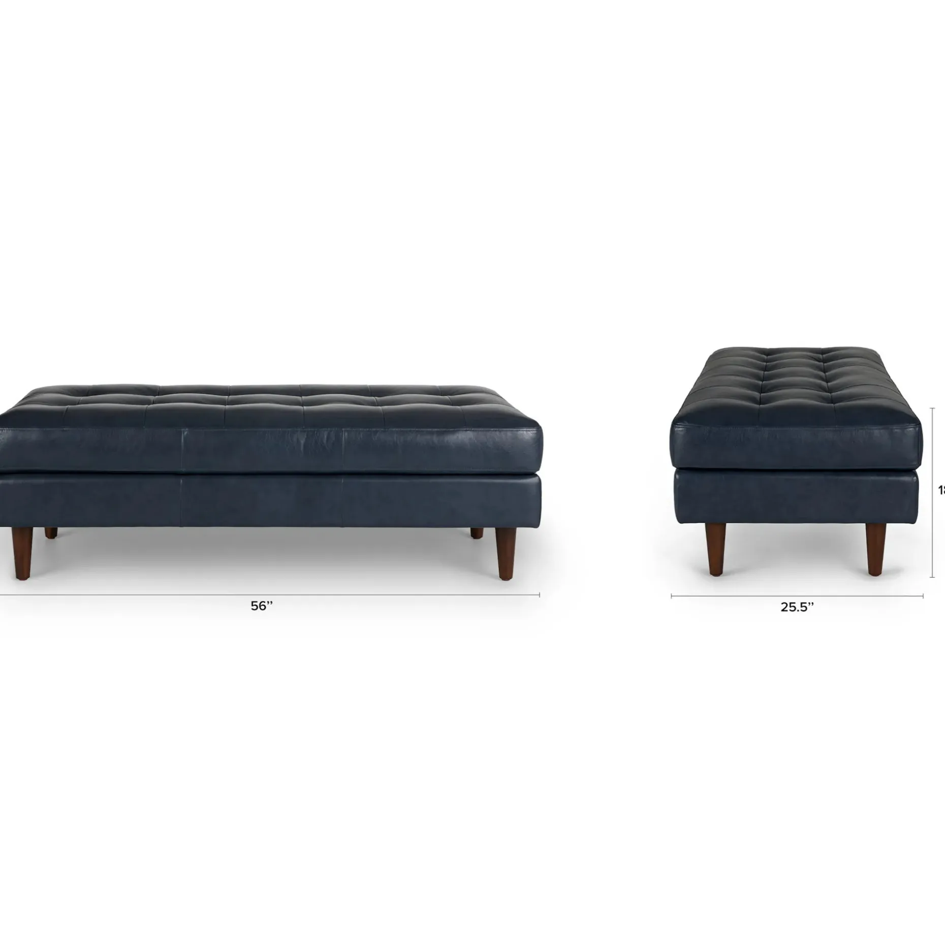 Sven 56" Tufted Leather Bench - Oxford Blue