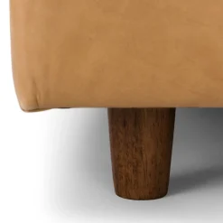 Sven 79" Tufted Leather Chaise Lounge - Charme Tan