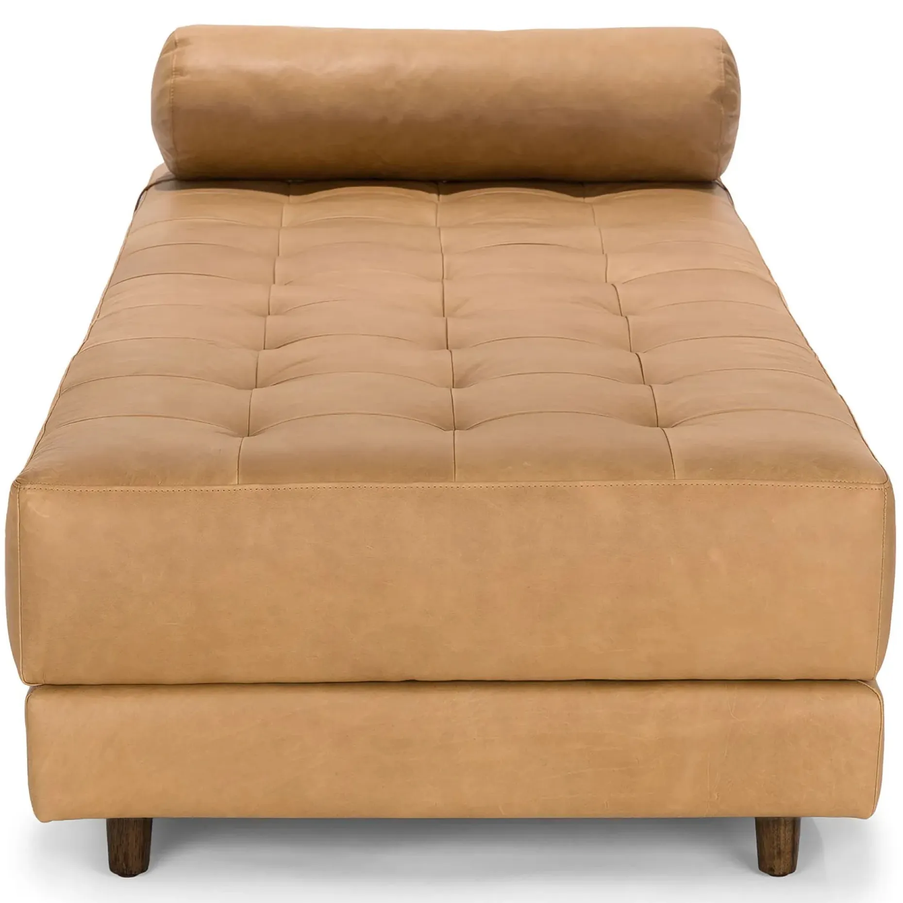 Sven 79" Tufted Leather Chaise Lounge - Charme Tan
