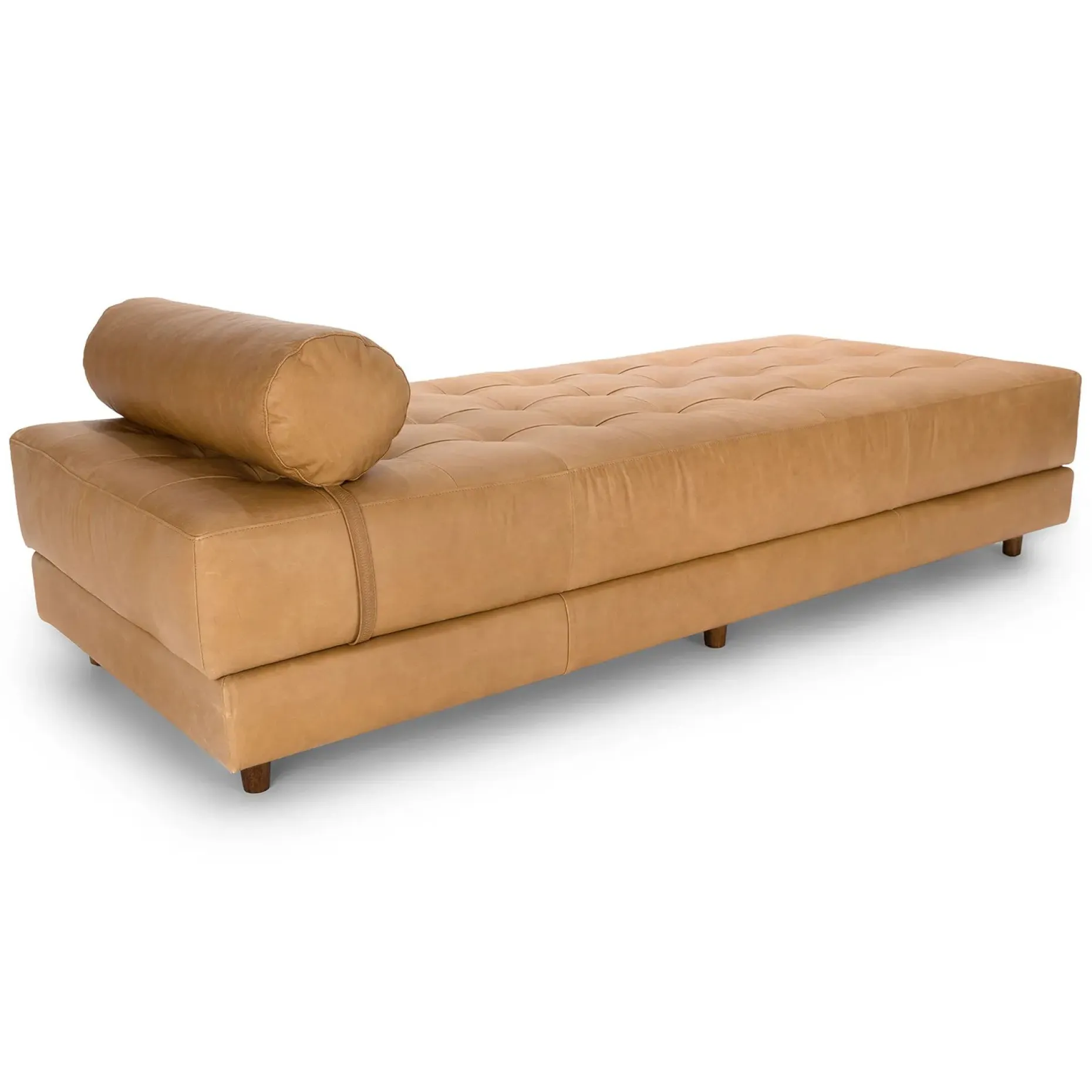 Sven 79" Tufted Leather Chaise Lounge - Charme Tan