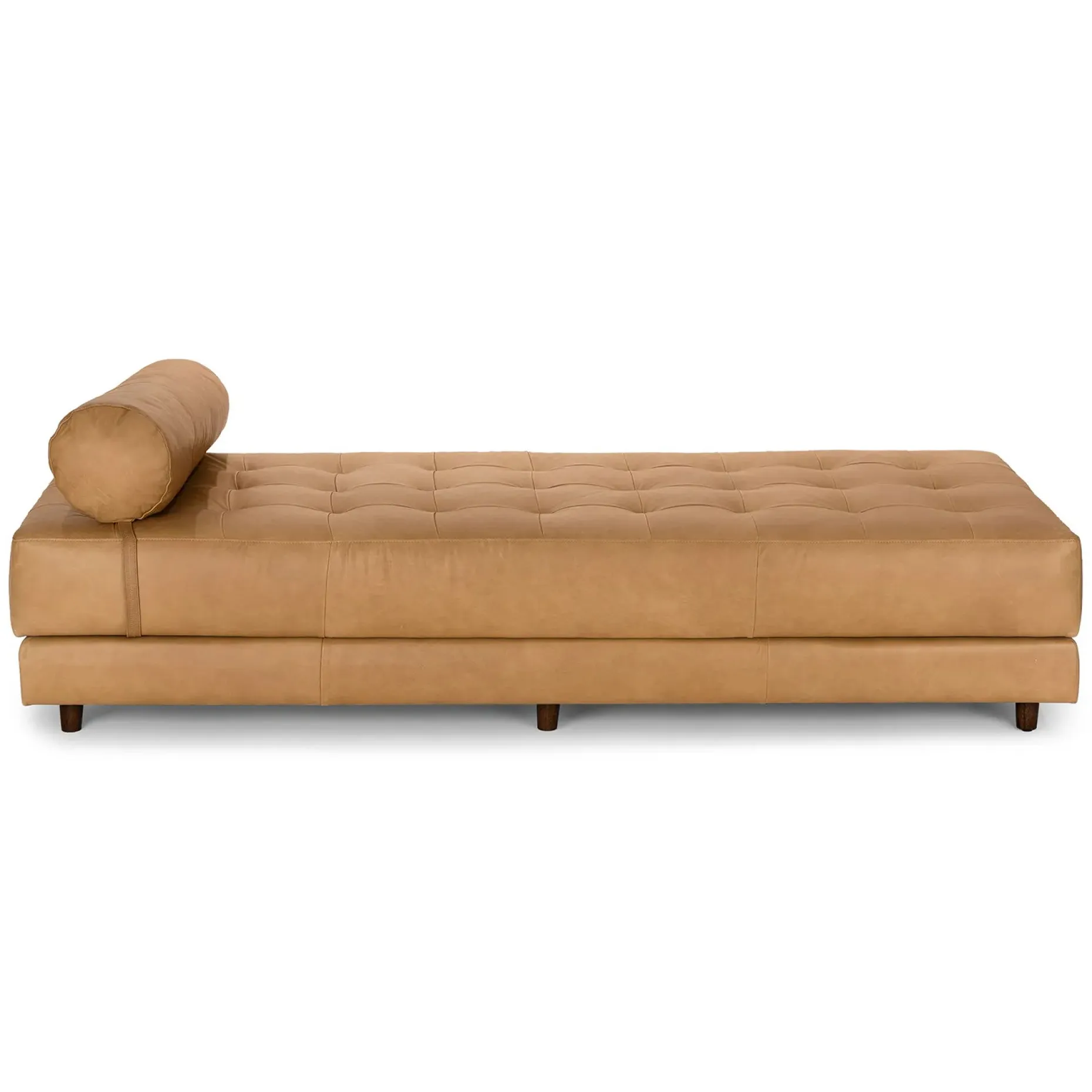 Sven 79" Tufted Leather Chaise Lounge - Charme Tan