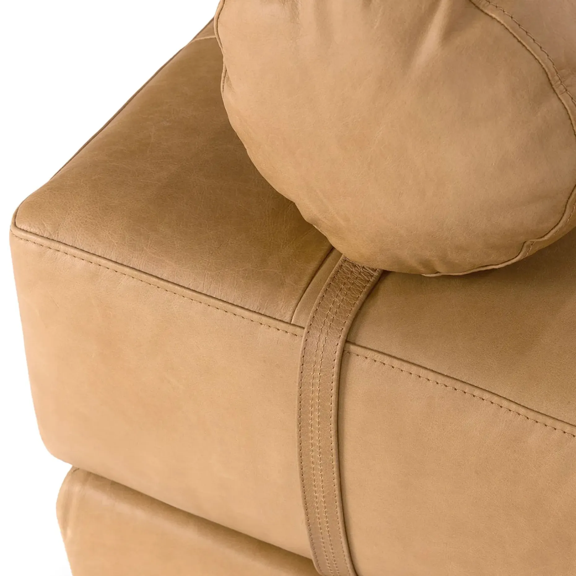 Sven 79" Tufted Leather Chaise Lounge - Charme Tan