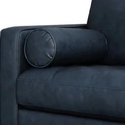 Sven 107" Tufted Leather Corner Sectional - Oxford Blue