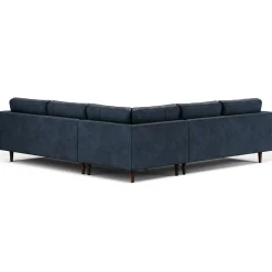 Sven 107" Tufted Leather Corner Sectional - Oxford Blue