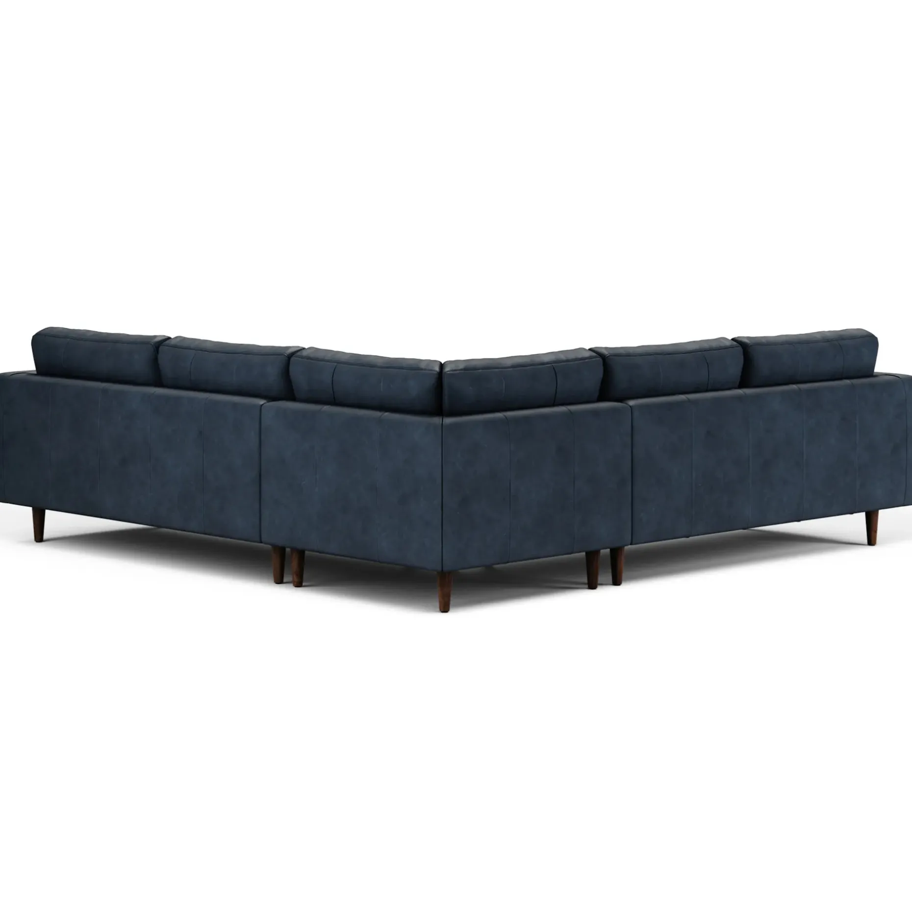 Sven 107" Tufted Leather Corner Sectional - Oxford Blue