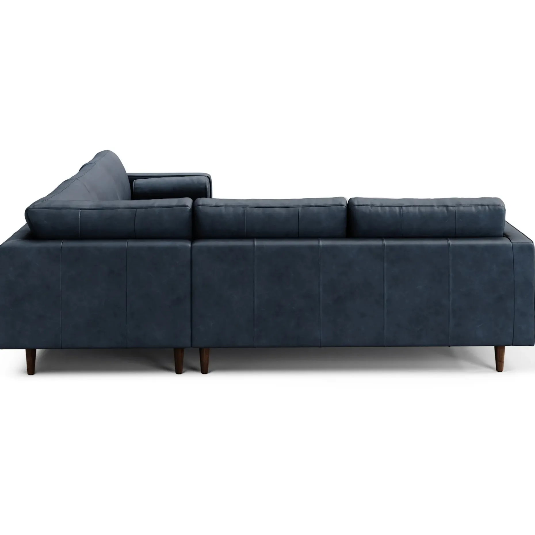 Sven 107" Tufted Leather Corner Sectional - Oxford Blue