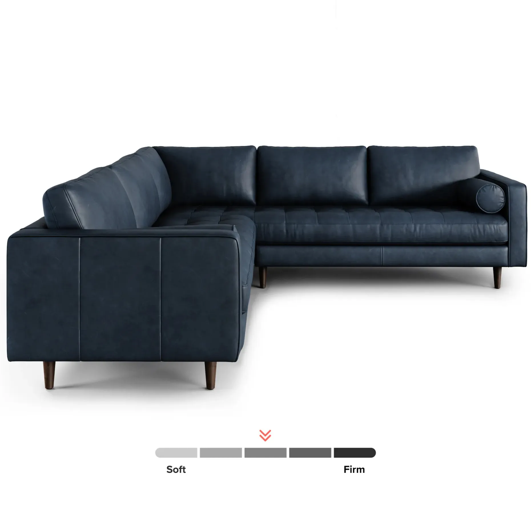 Sven 107" Tufted Leather Corner Sectional - Oxford Blue