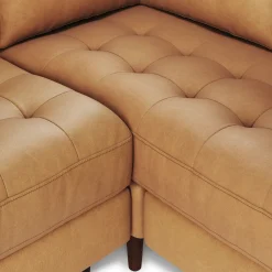 Sven 107" Tufted Leather Corner Sectional - Charme Tan