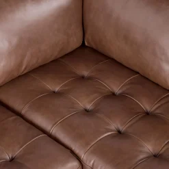 Sven 107" Tufted Leather Corner Sectional - Taos Brown