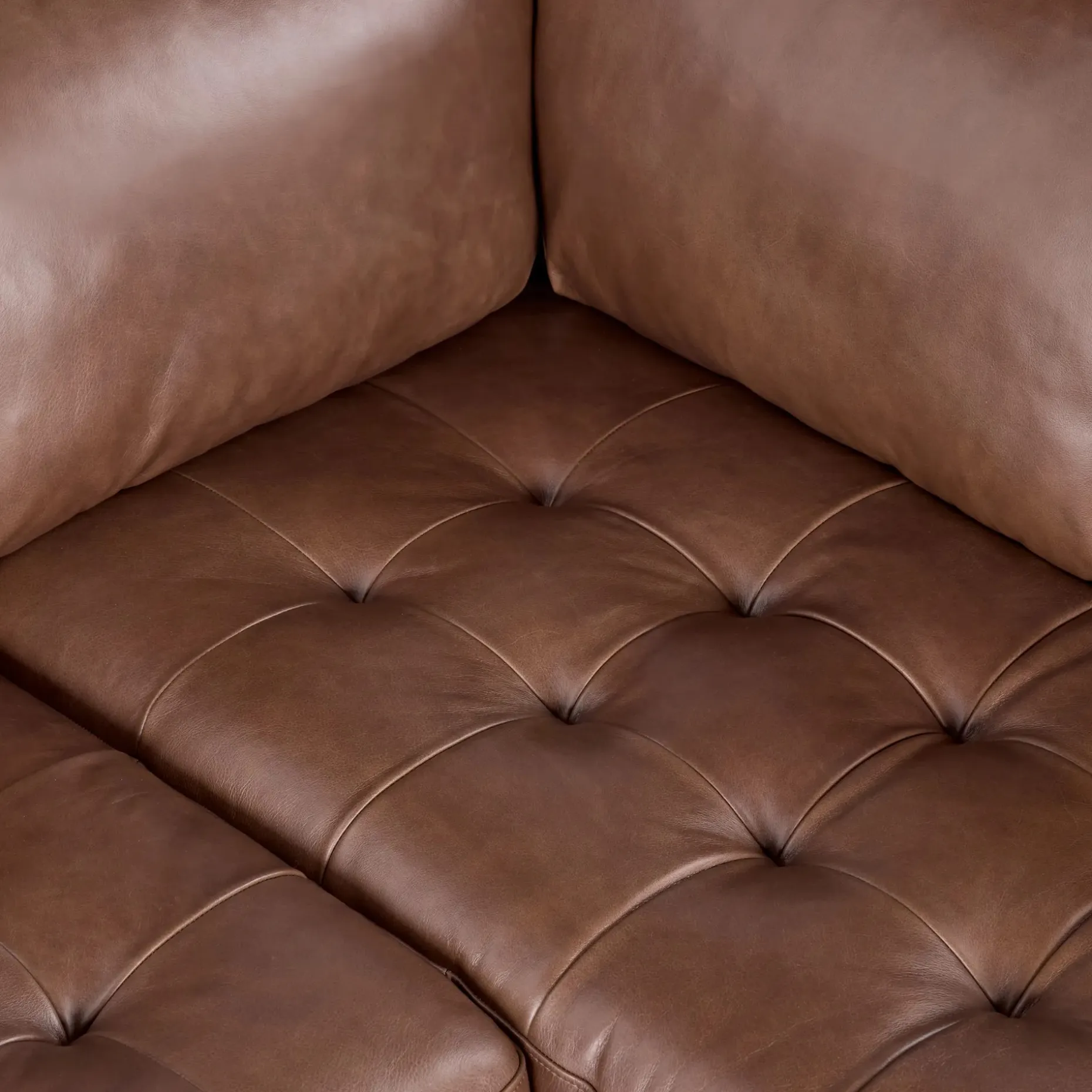 Sven 107" Tufted Leather Corner Sectional - Taos Brown