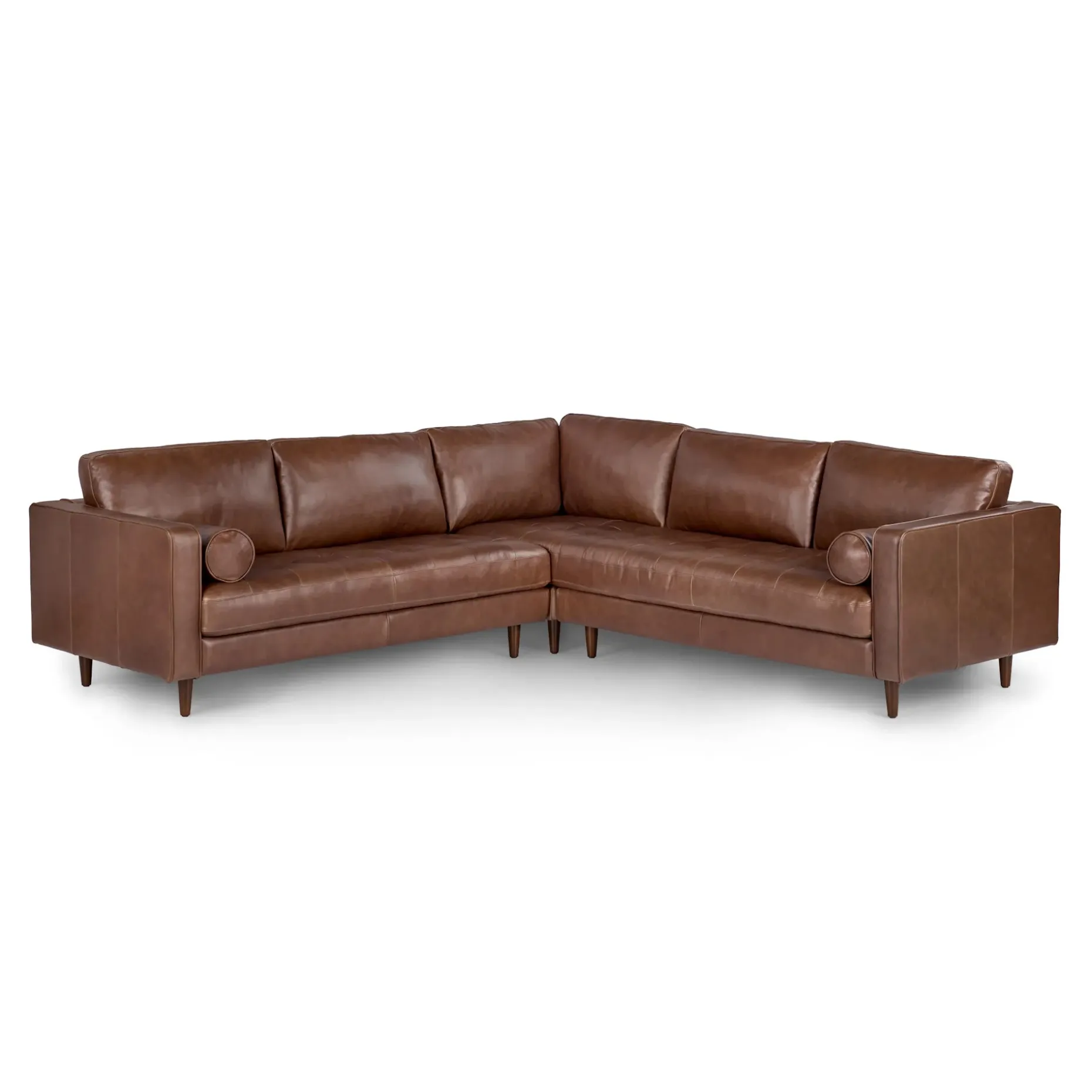 Sven 107" Tufted Leather Corner Sectional - Taos Brown