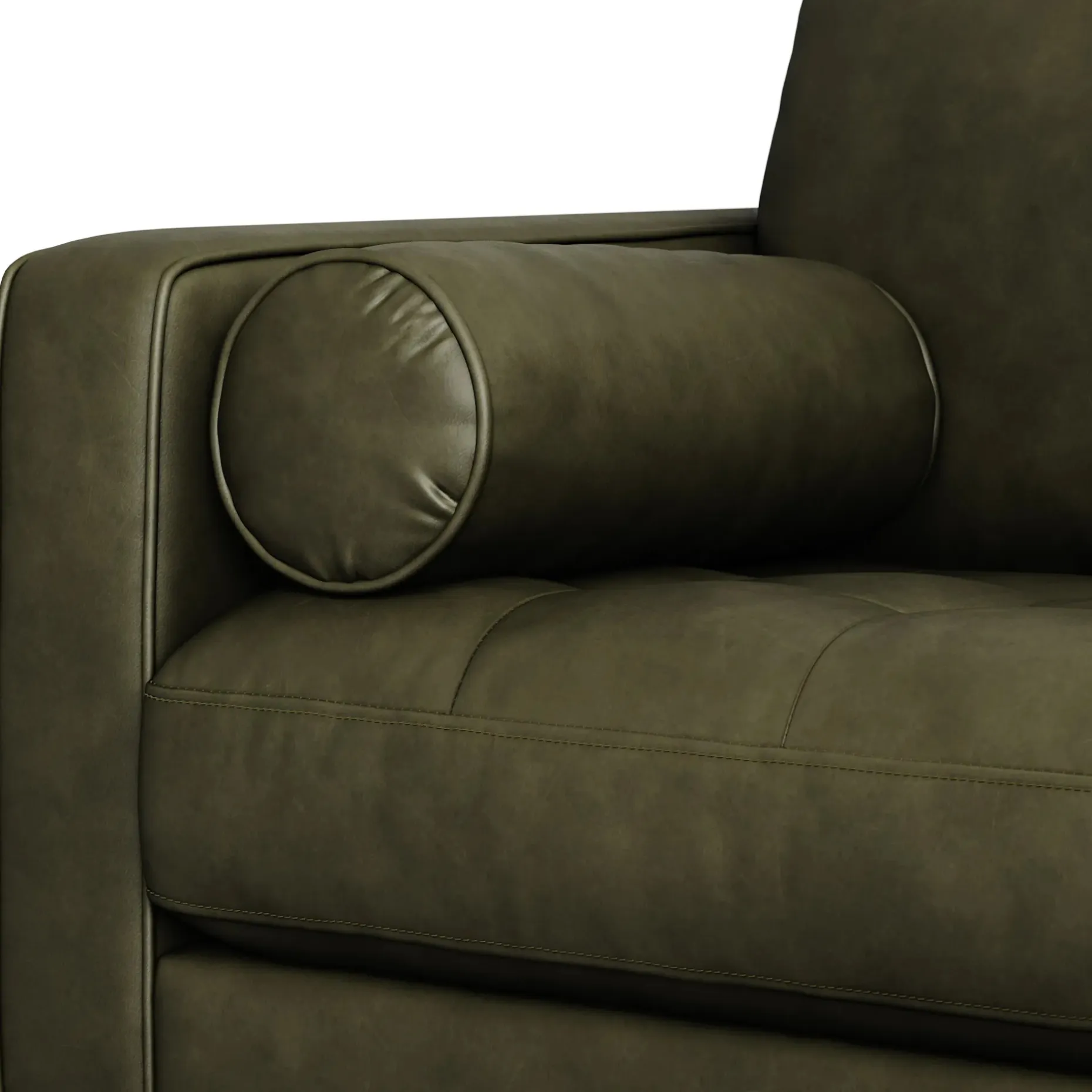 Sven 107" Tufted Leather Corner Sectional - Charme Green