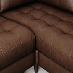 Sven 107" Tufted Leather Corner Sectional - Charme Chocolat