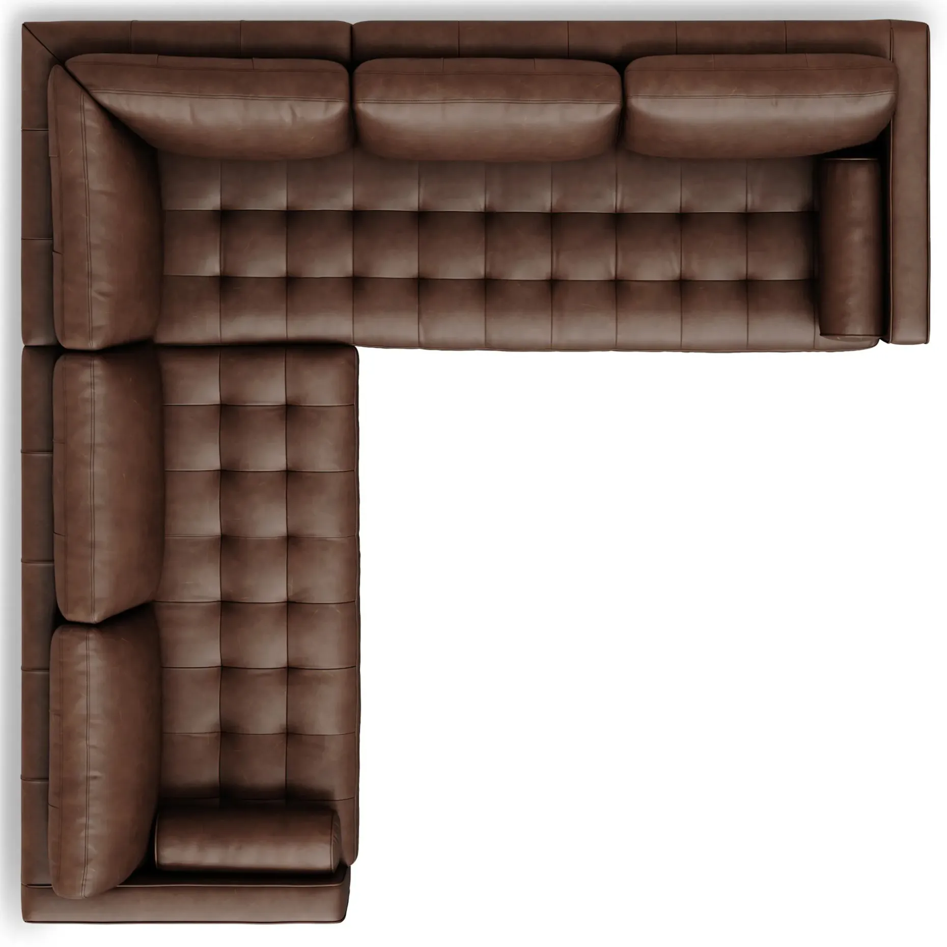 Sven 107" Tufted Leather Corner Sectional - Charme Chocolat