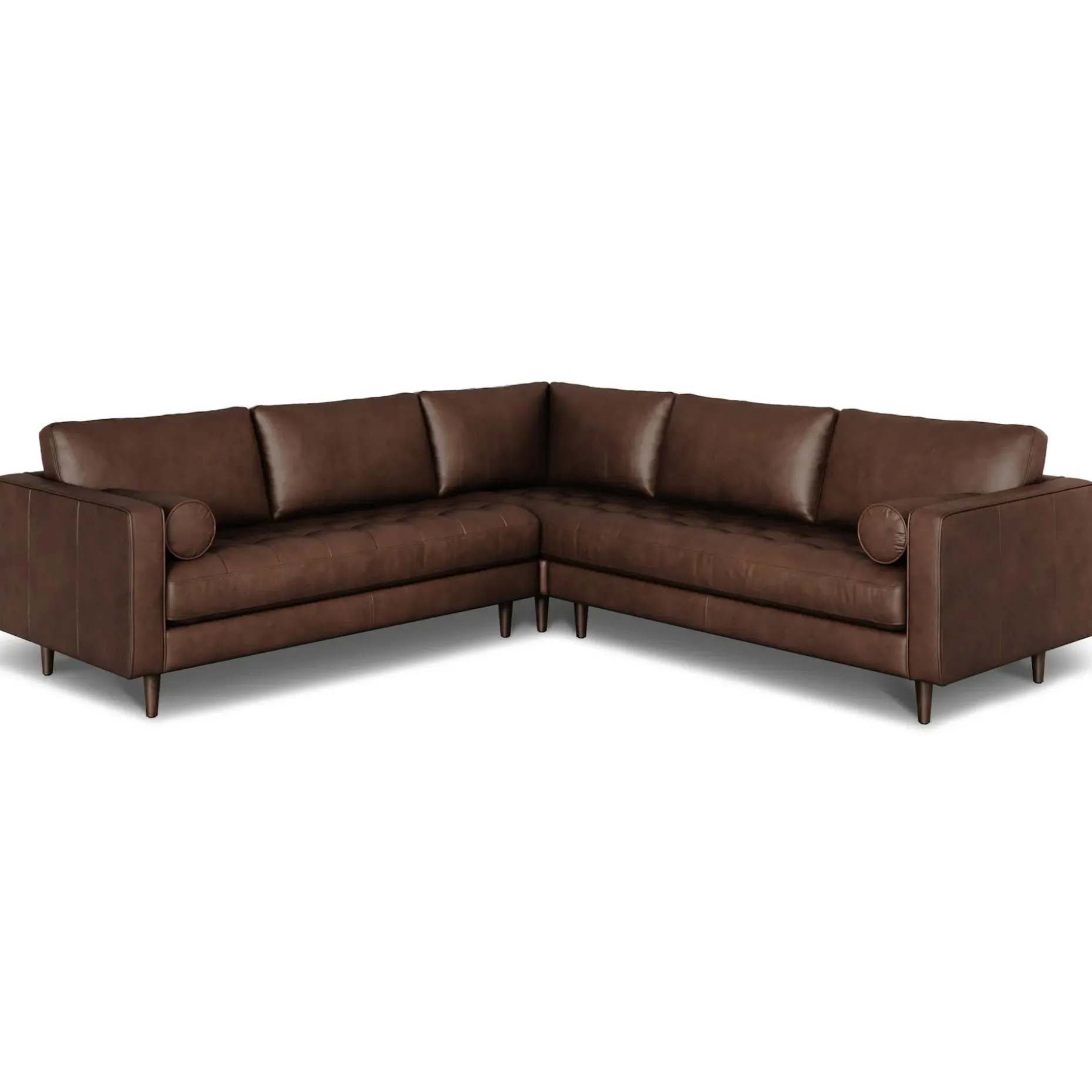 Sven 107" Tufted Leather Corner Sectional - Charme Chocolat