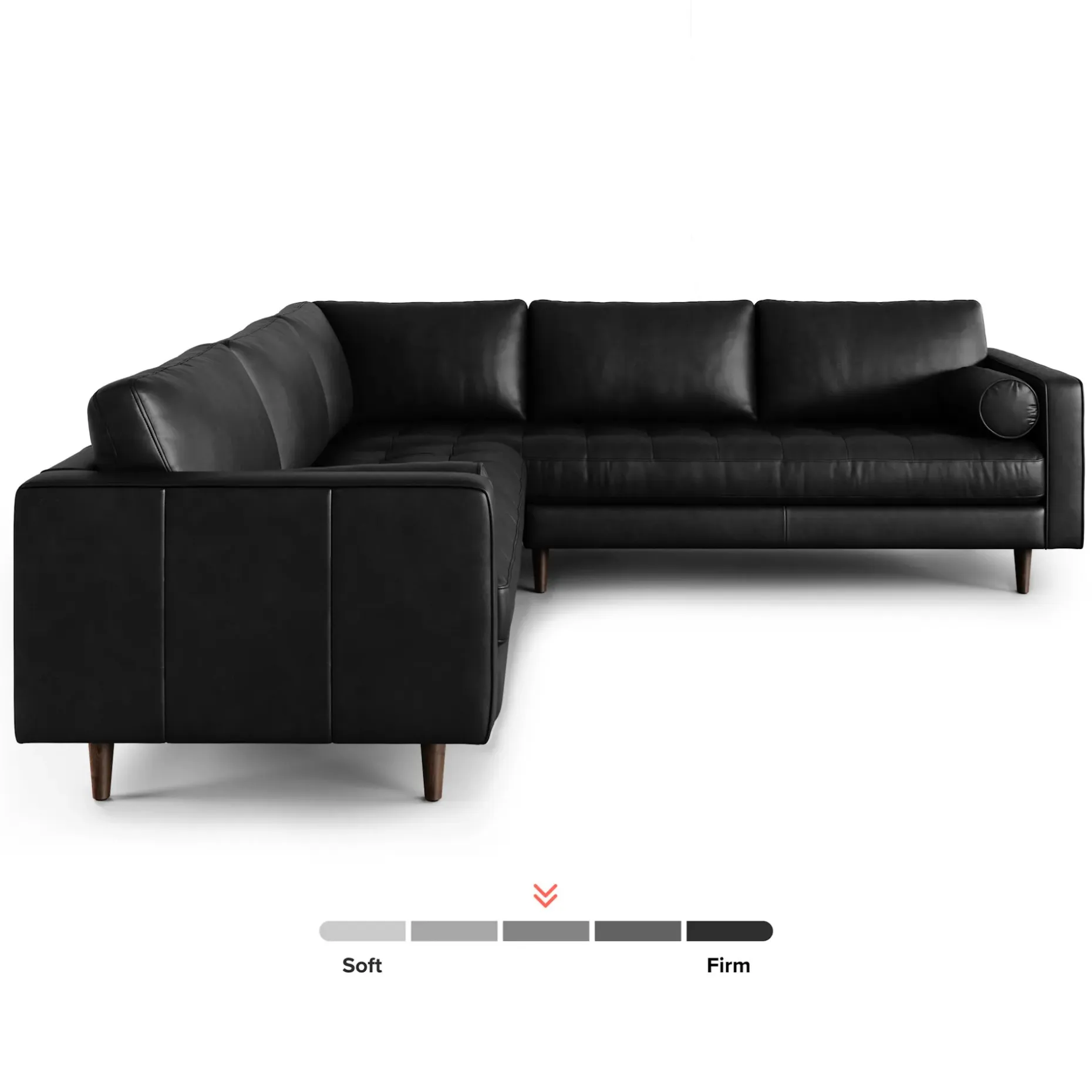 Sven 107" Tufted Leather Corner Sectional - Oxford Black