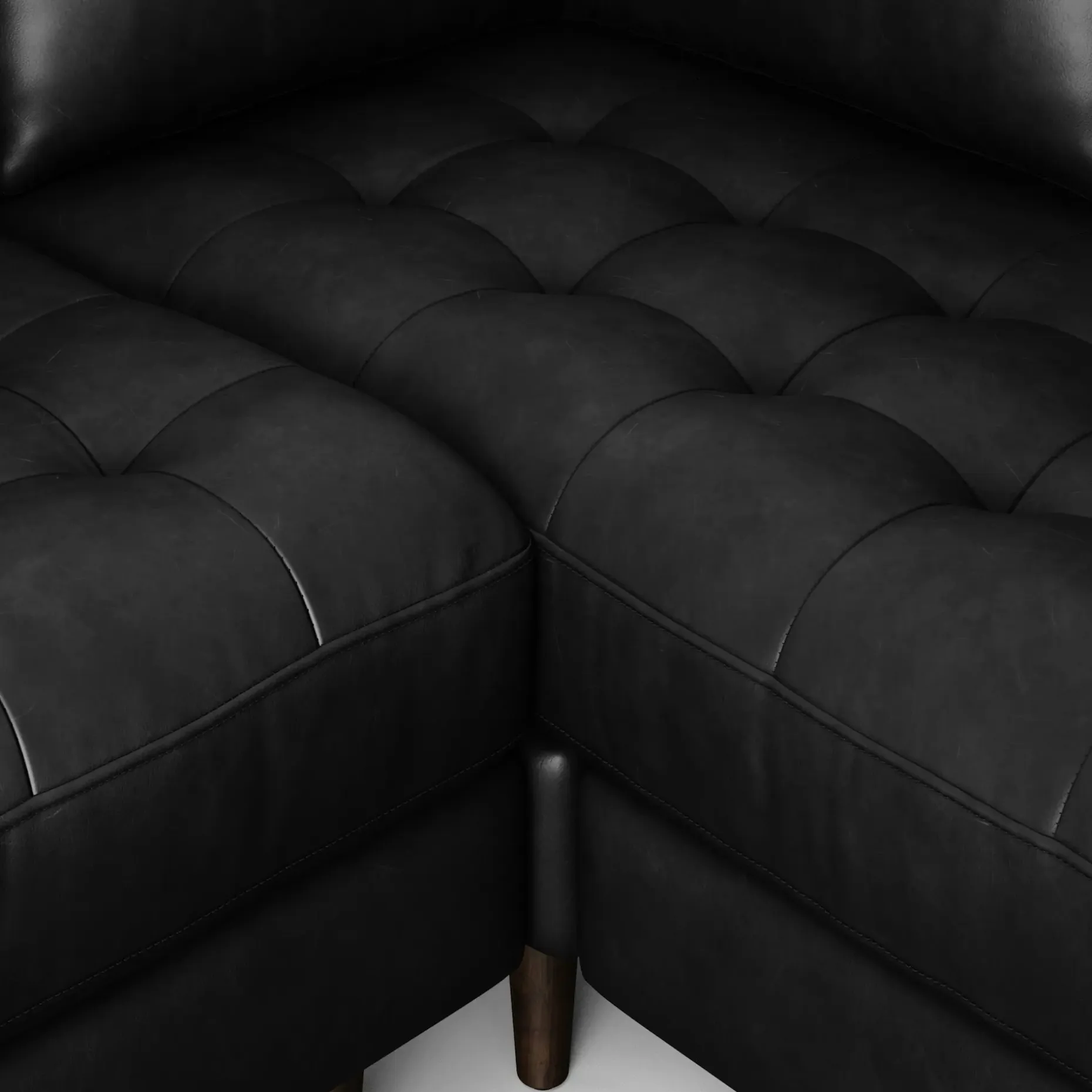 Sven 107" Tufted Leather Corner Sectional - Oxford Black