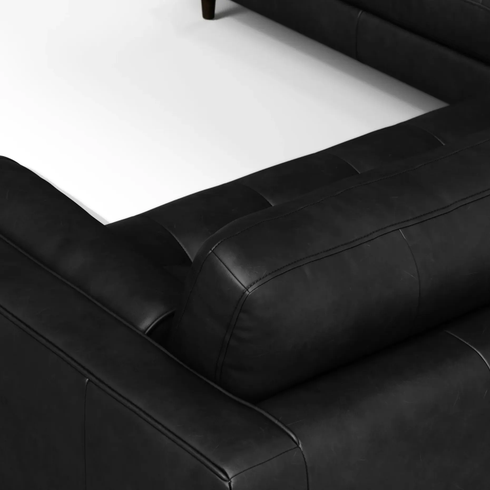 Sven 107" Tufted Leather Corner Sectional - Oxford Black