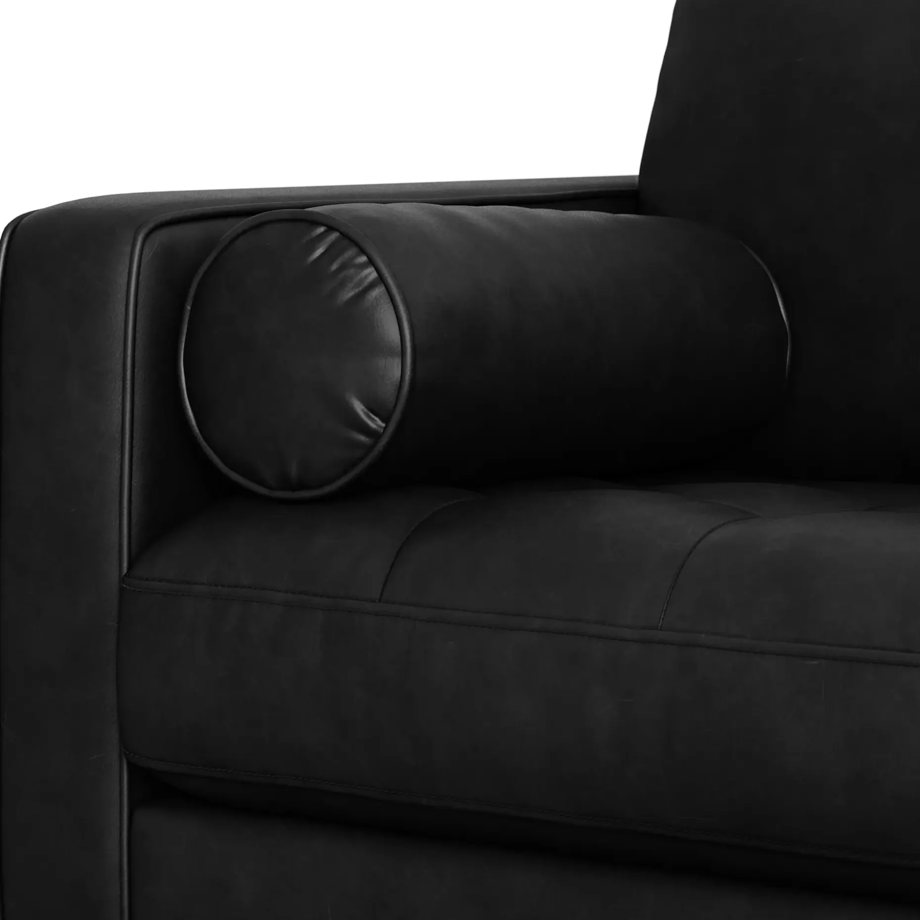 Sven 107" Tufted Leather Corner Sectional - Oxford Black