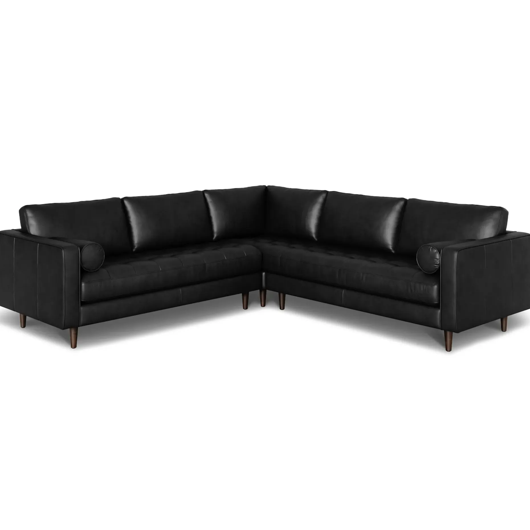 Sven 107" Tufted Leather Corner Sectional - Oxford Black