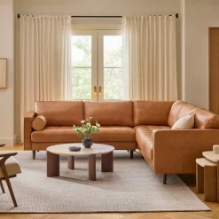 Sven 107" Tufted Leather Corner Sectional - Salerno Tan