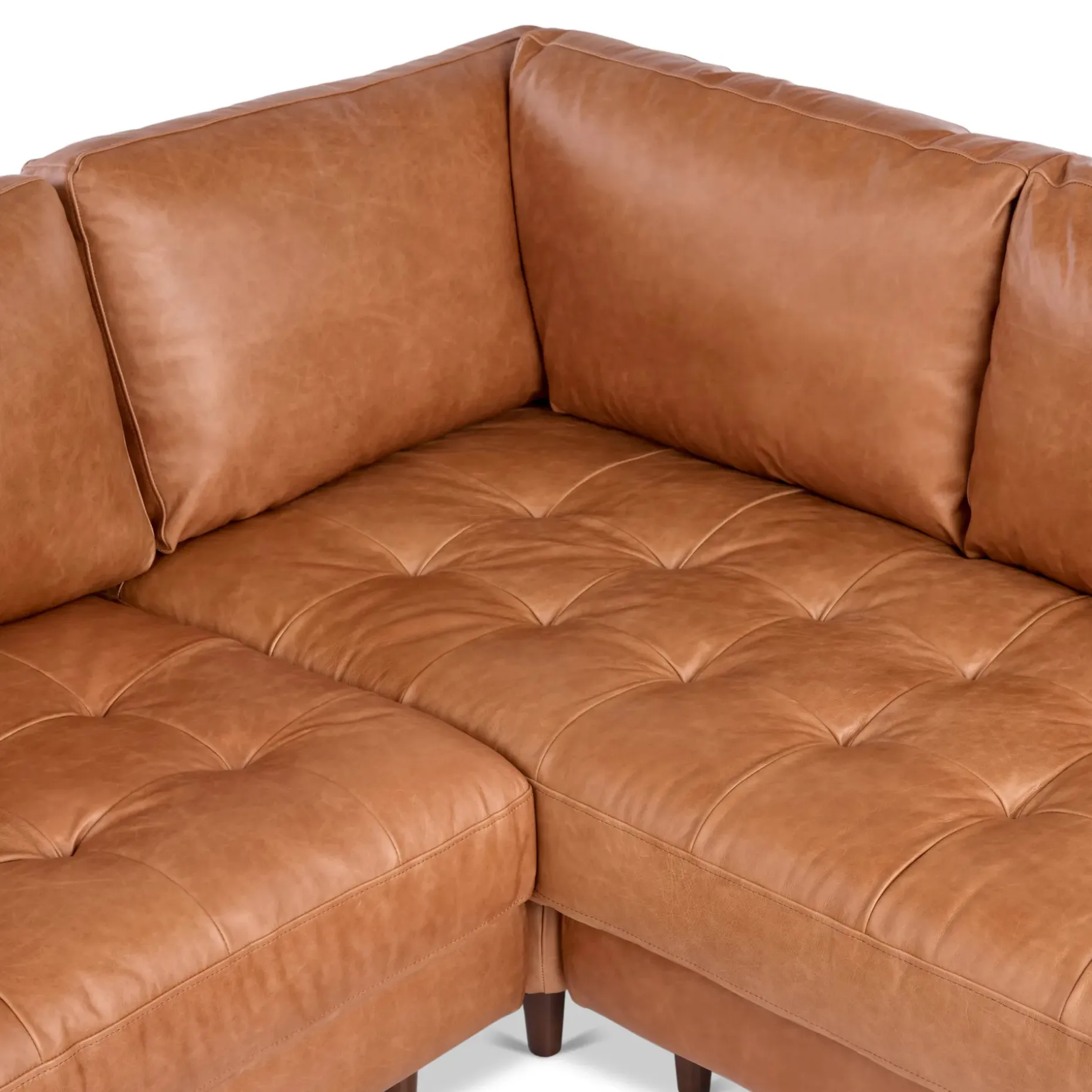 Sven 107" Tufted Leather Corner Sectional - Salerno Tan