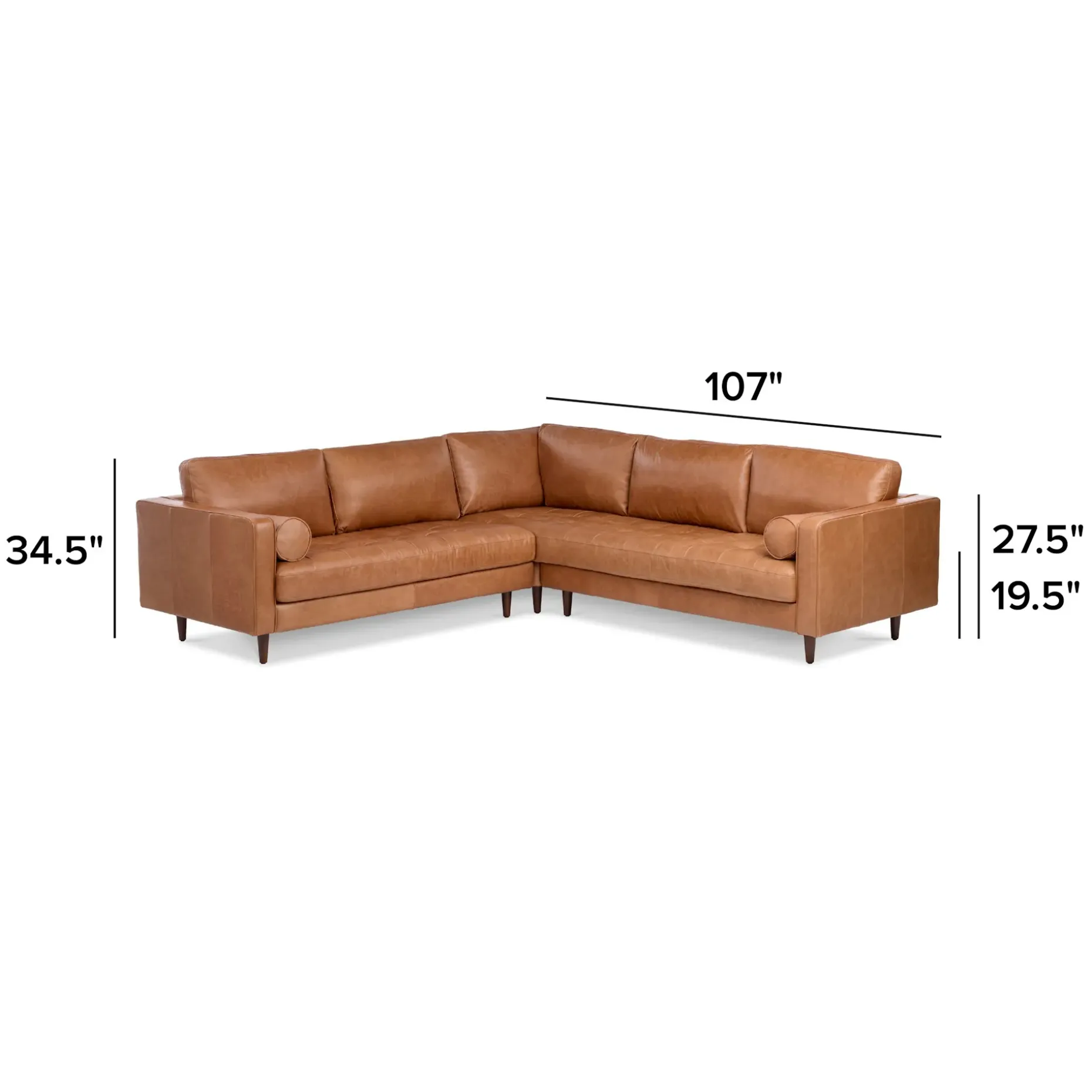 Sven 107" Tufted Leather Corner Sectional - Salerno Tan